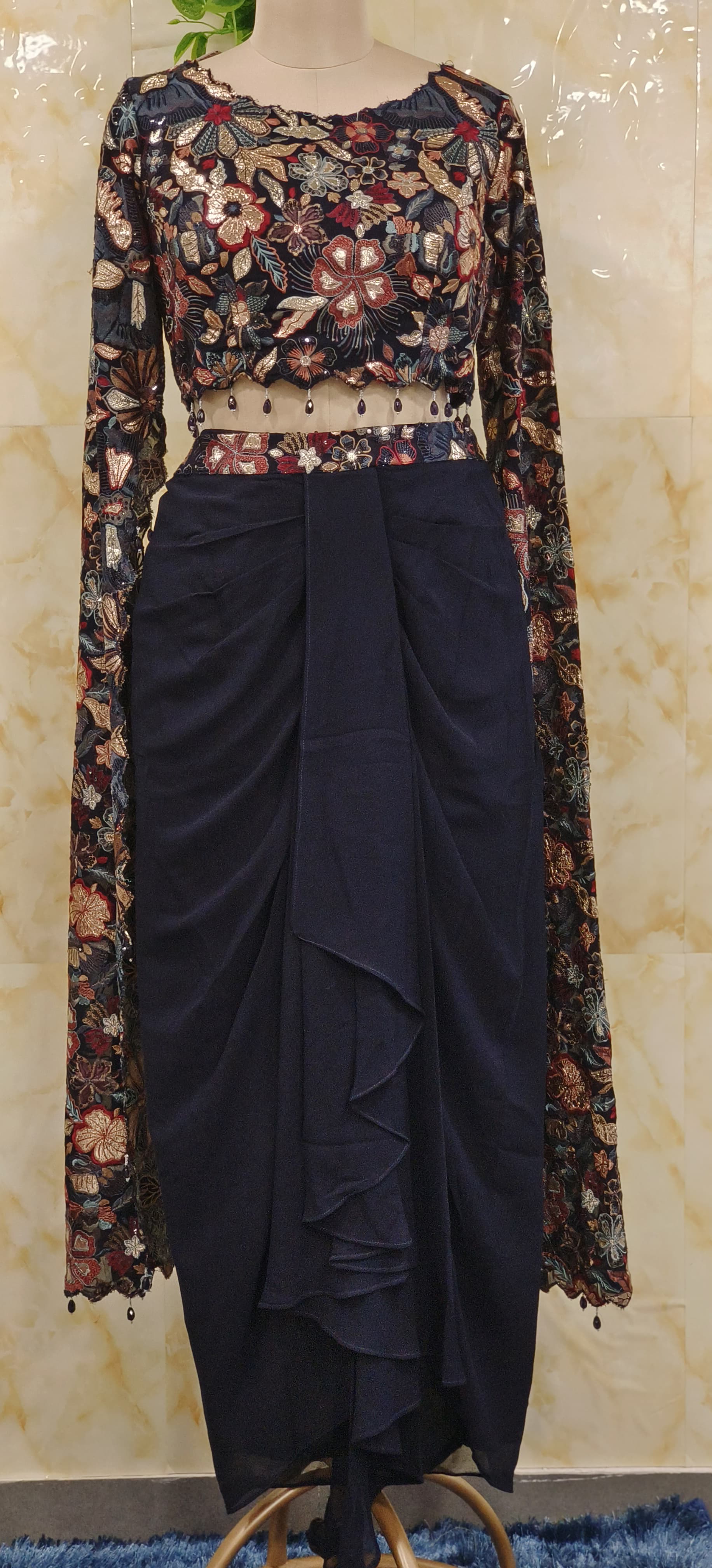 Stylish Indo western Dhoti With Top With long Sleeves-047162