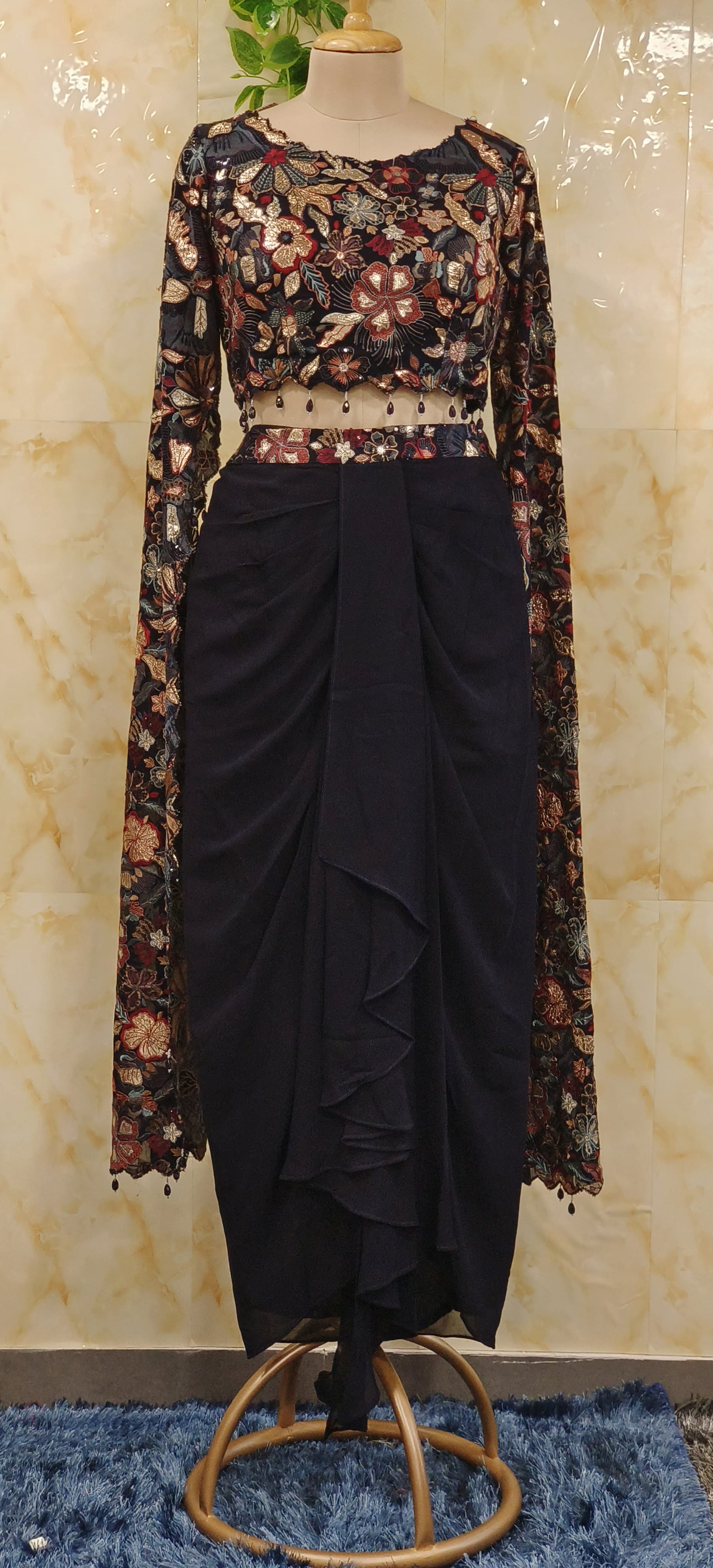 Stylish Indo western Dhoti With Top With long Sleeves-047162