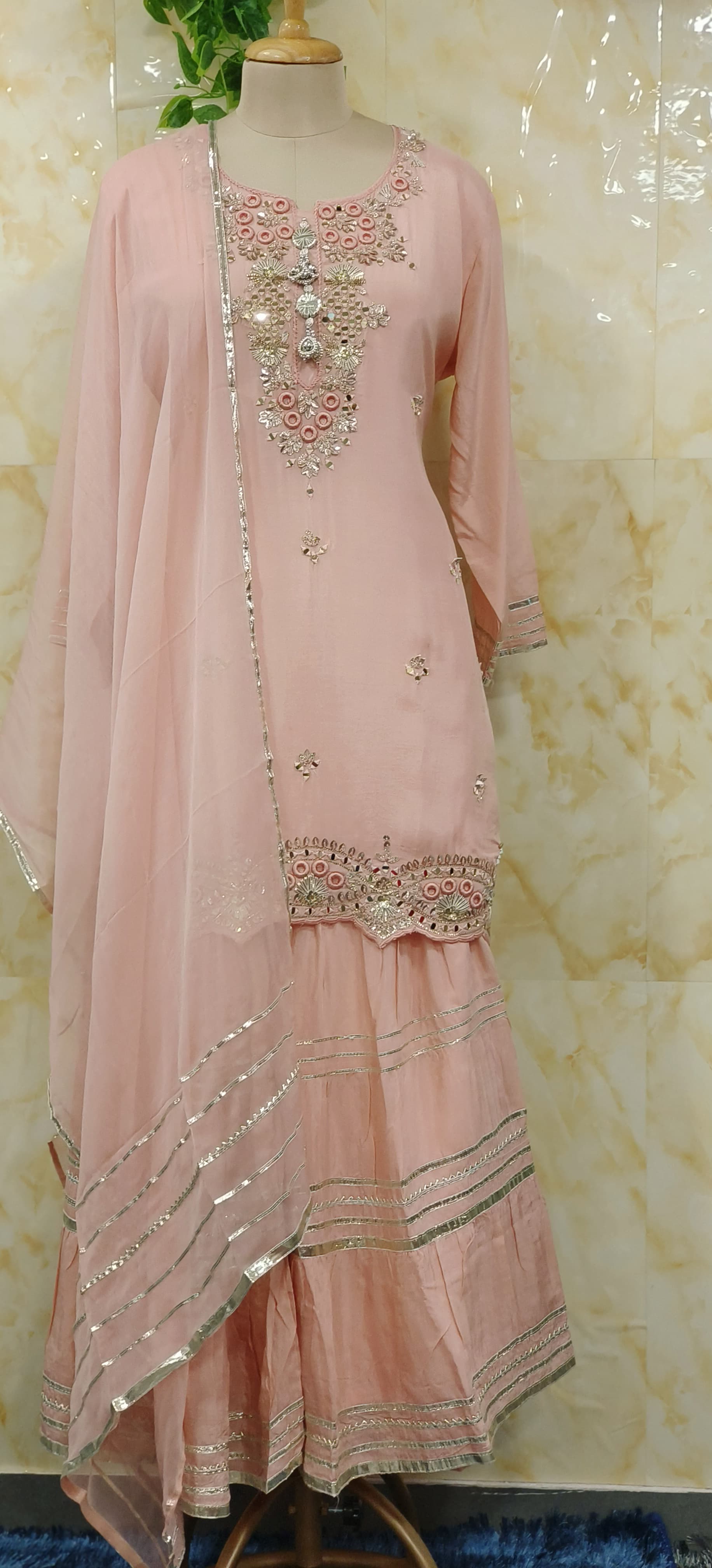 Gotta Embroidered Soft Muslin Embroidered Sharara Set 07209