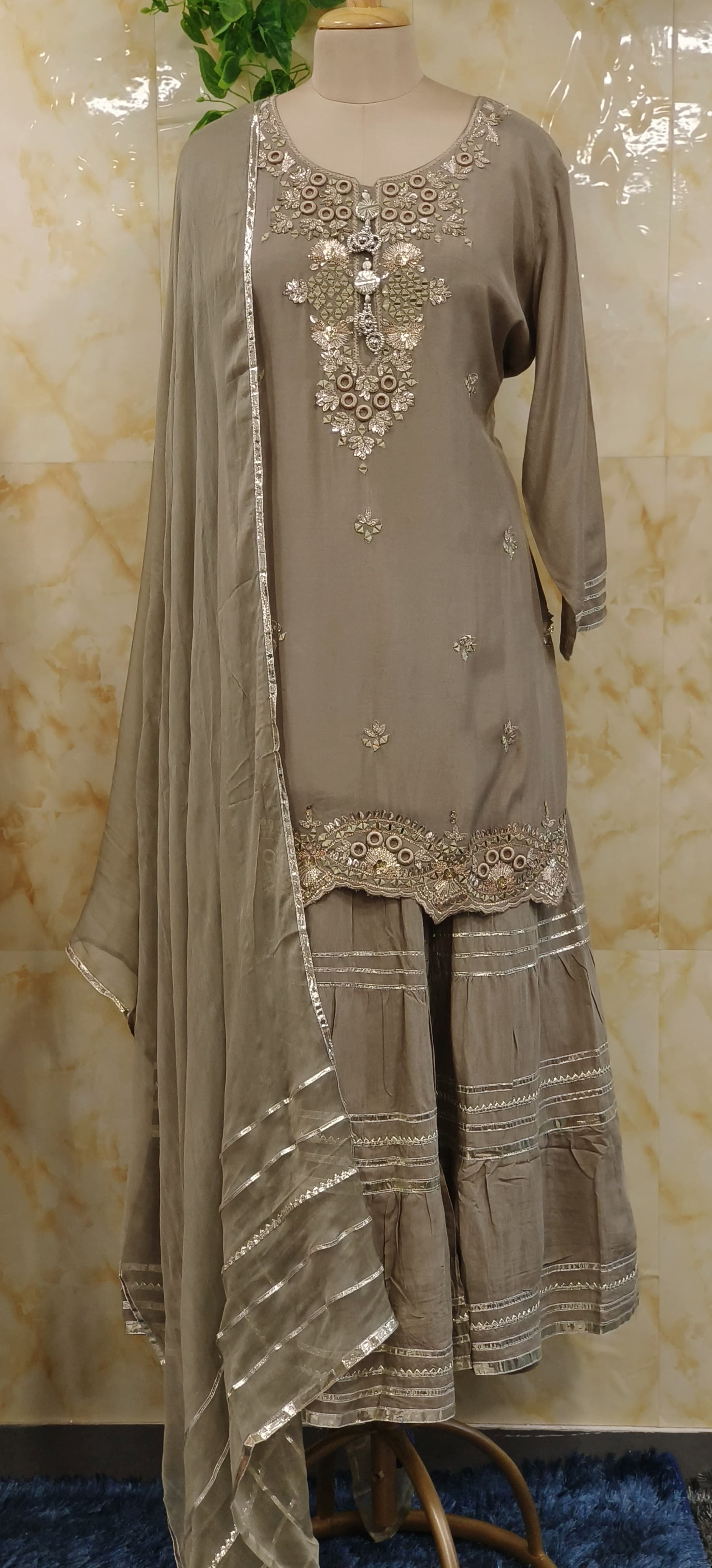 Gotta Embroidered Soft Muslin Embroidered Sharara Set 07209