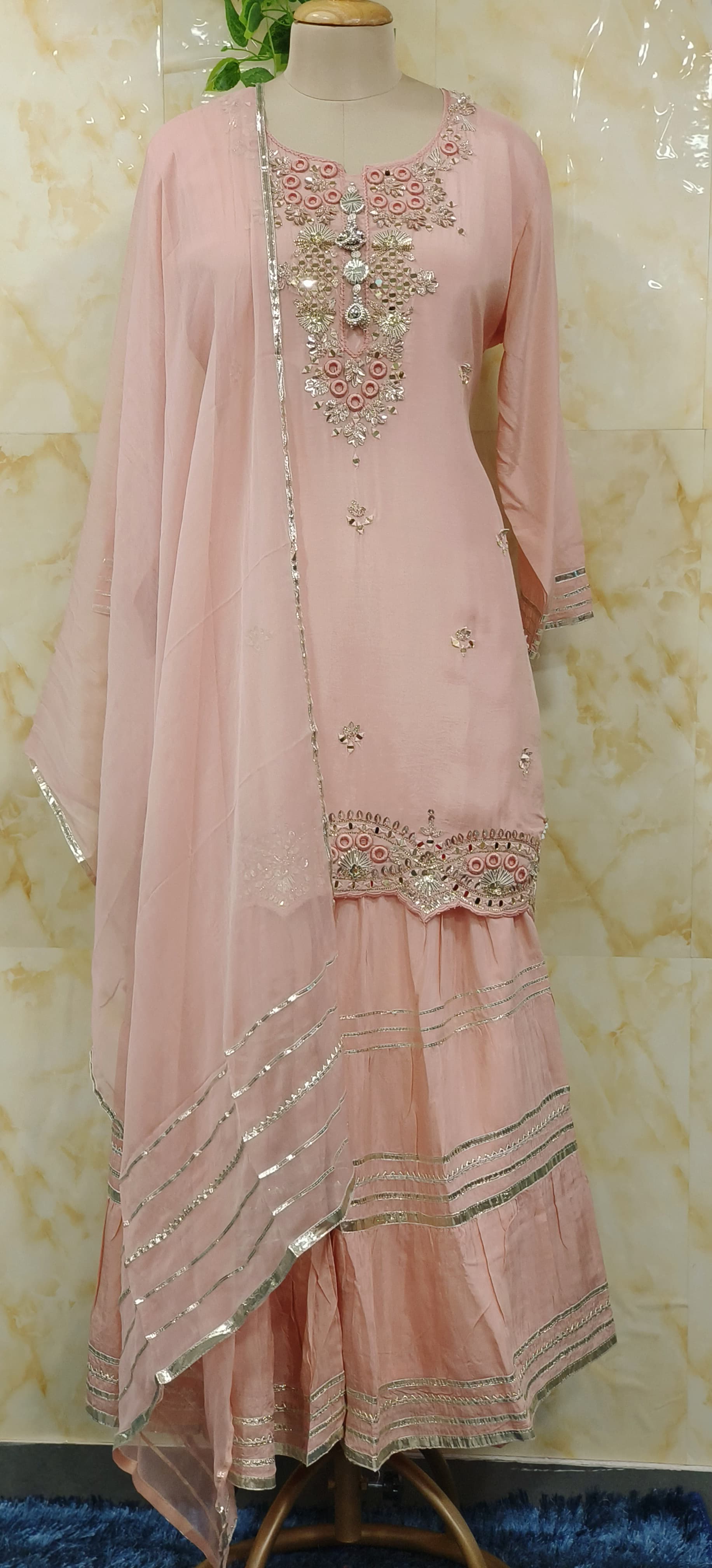 Gotta Embroidered Soft Muslin Embroidered Sharara Set 07209