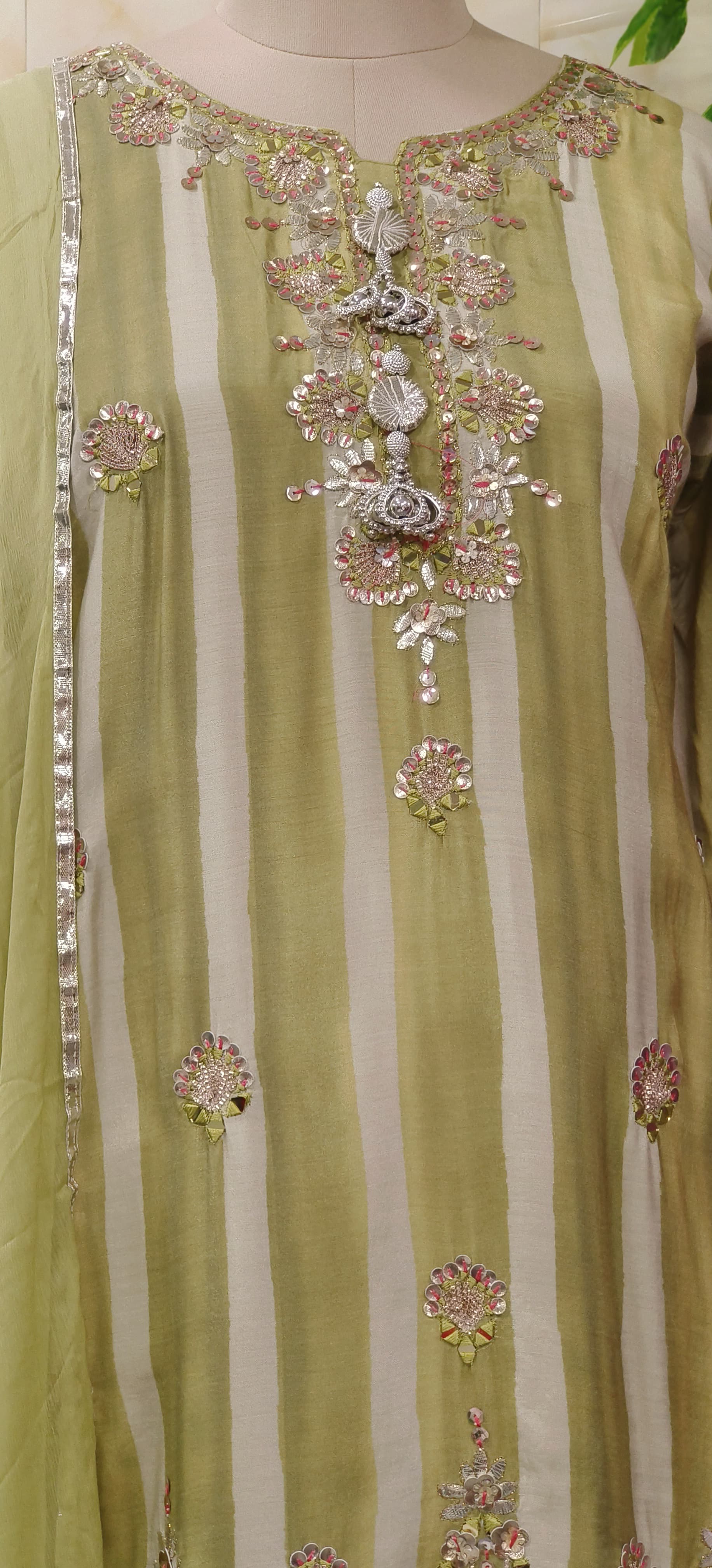 Beautiful Soft Muslin Gotta patti Work Sharara Set-07211