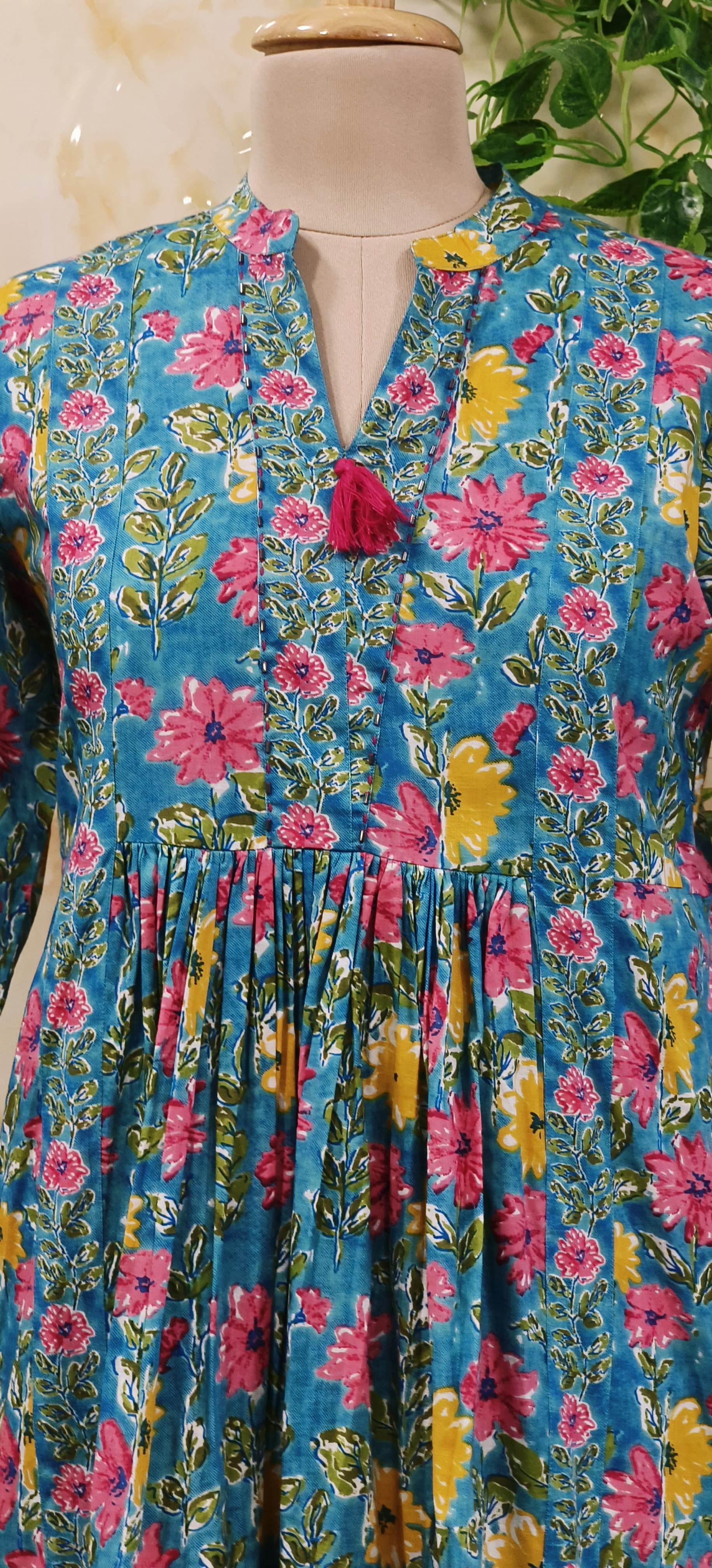 Beautiful Printed Cotton Ankel length frock-