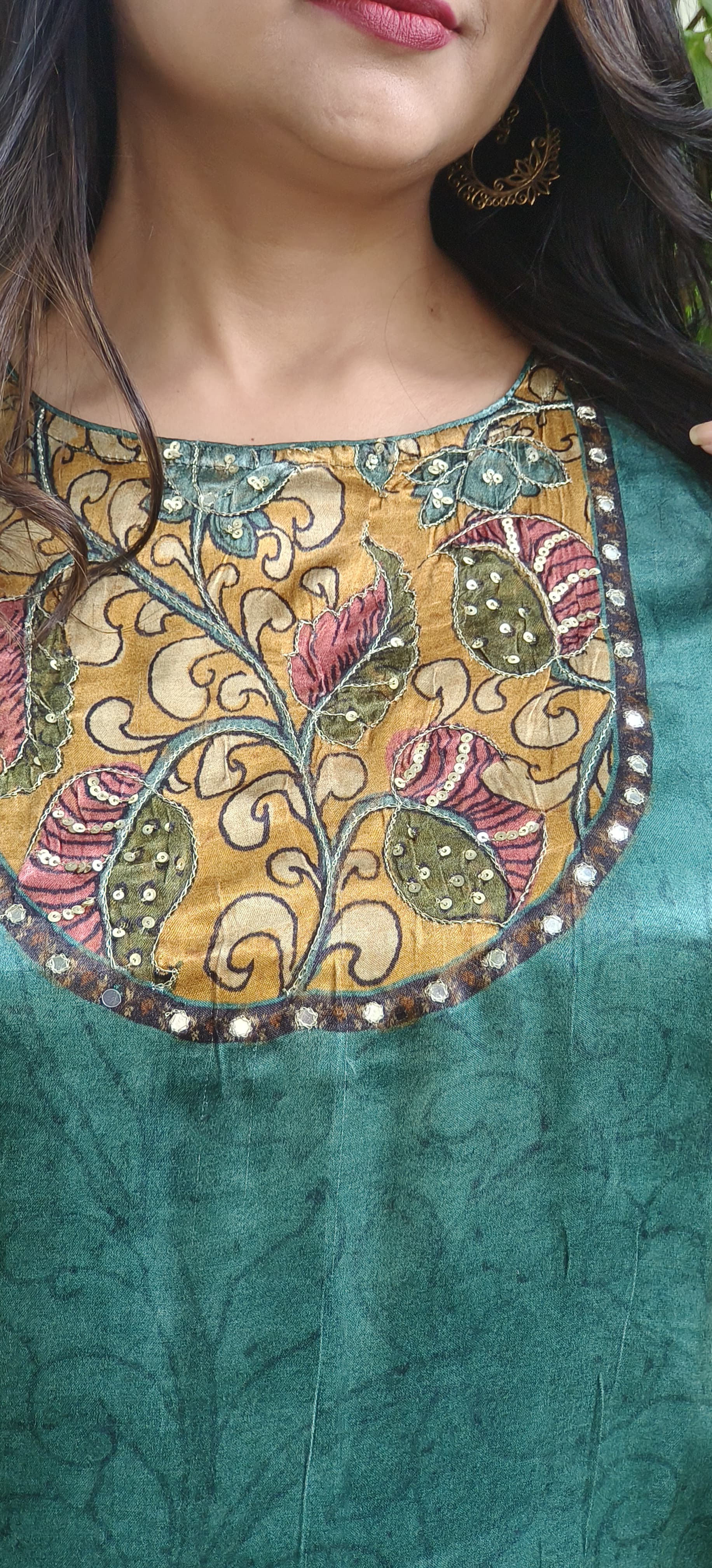 Kalamkari Print Gajji Silk Full Suit Set with Digital Print Dupatta-07691-07701