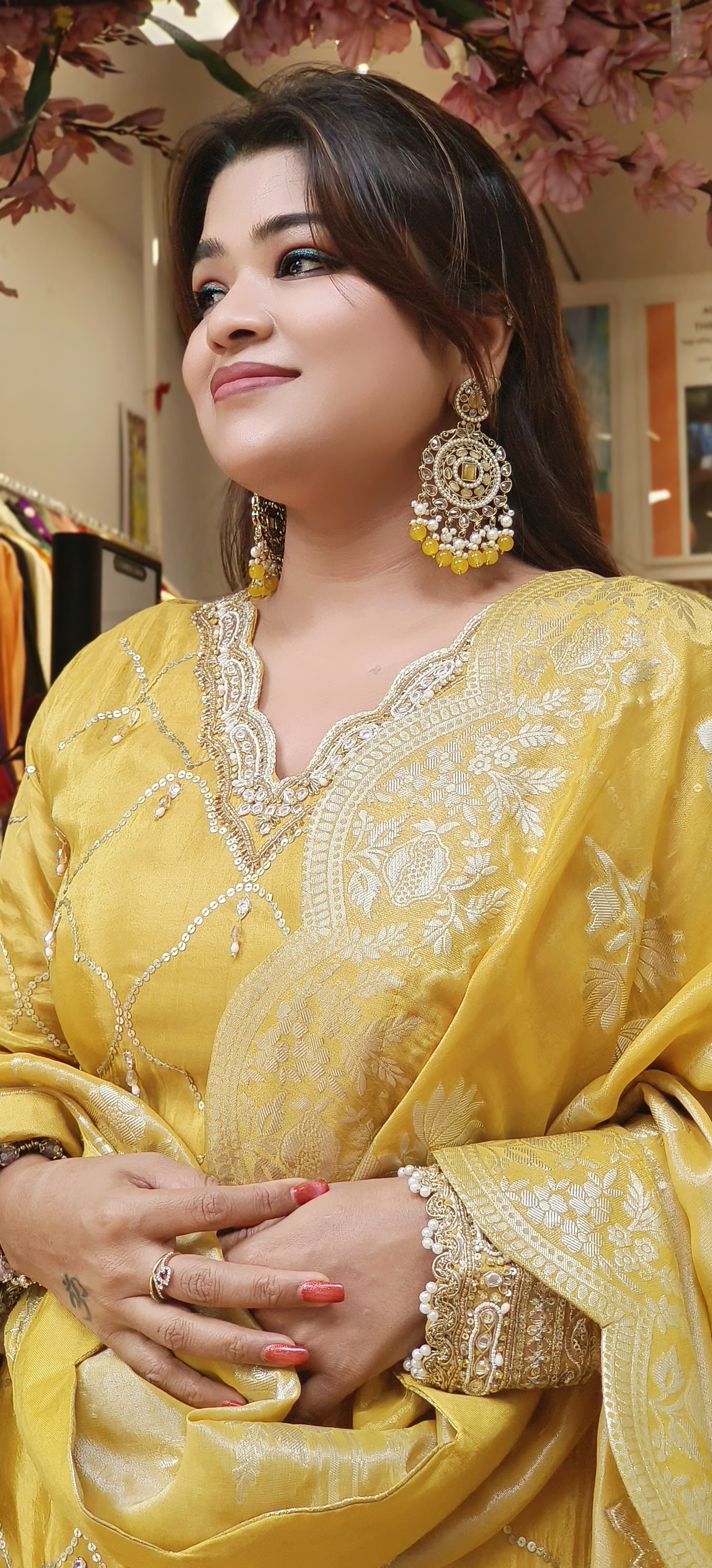 Heavy Shimmer Tissue Gotta Top with Loose palazzo With Heavy Dupatta