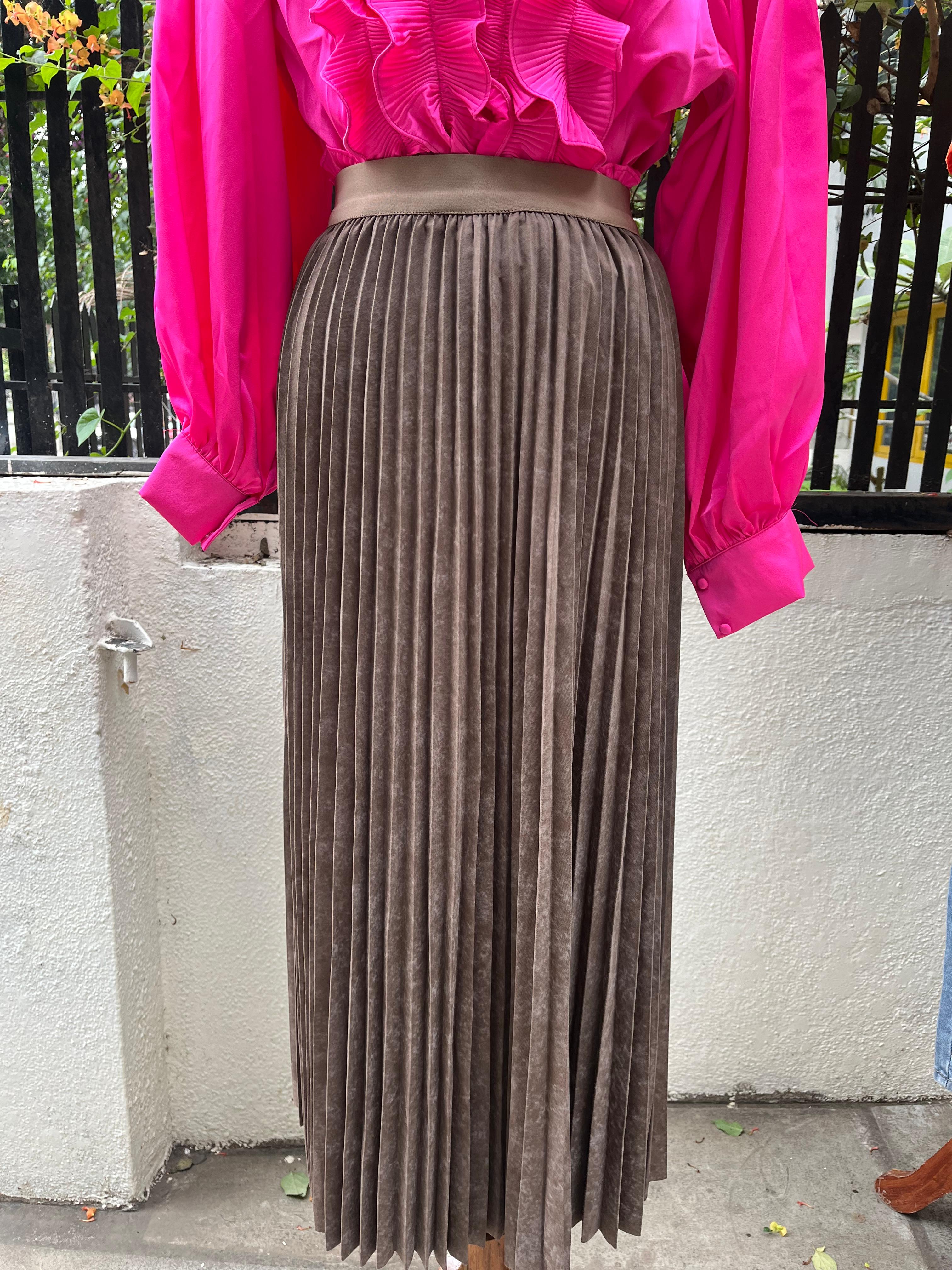 Pleated Midi Skirt with Glitter