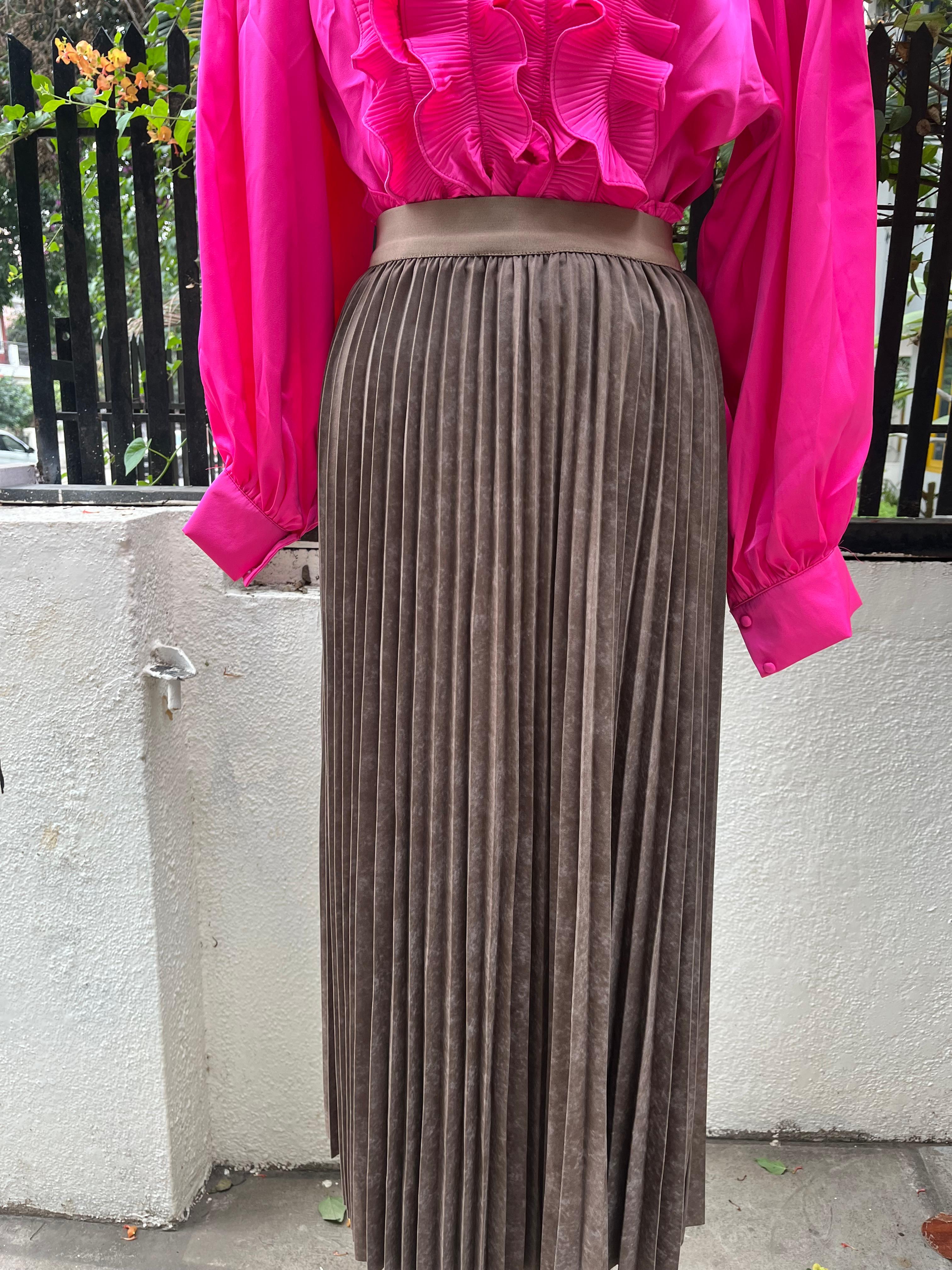 Pleated Midi Skirt with Glitter