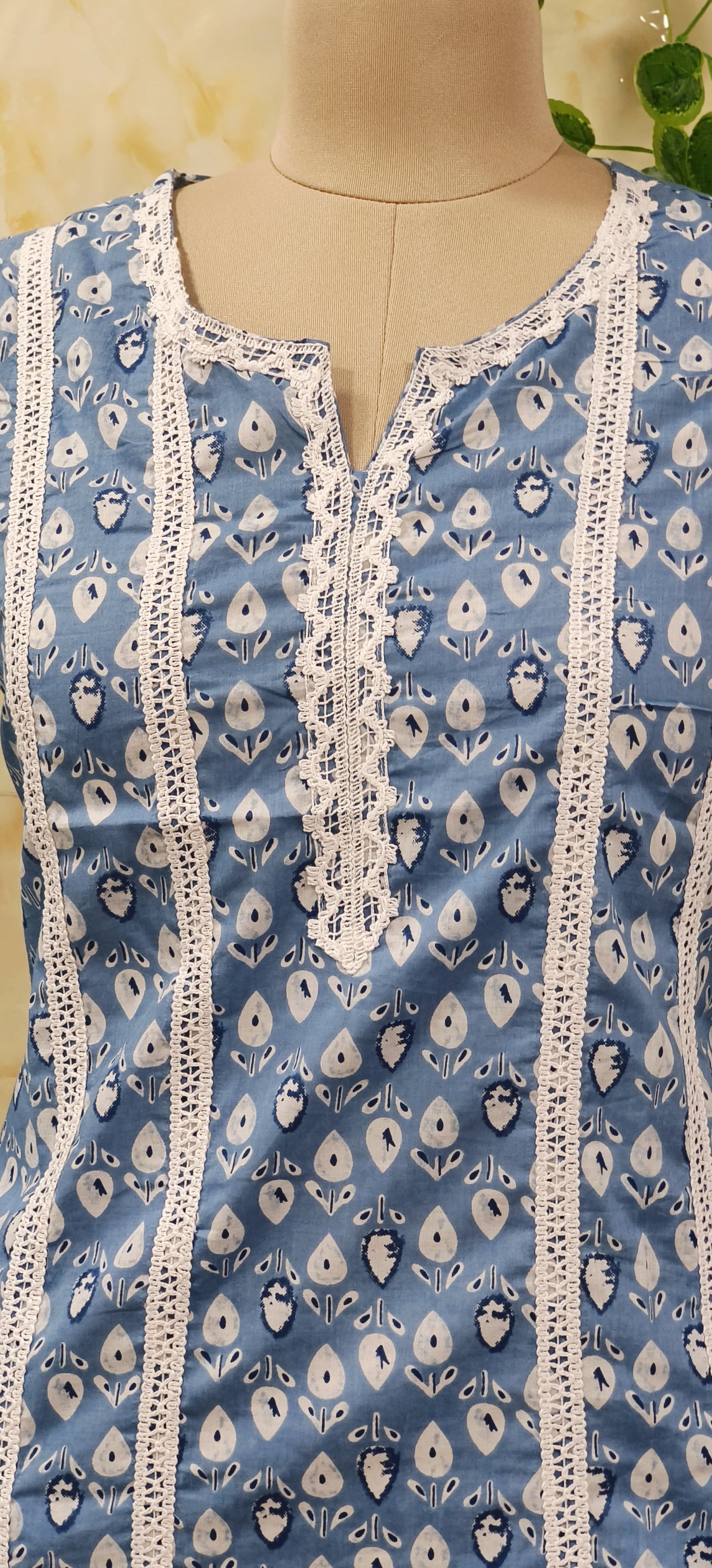 Cotton Blue Printed only kurti