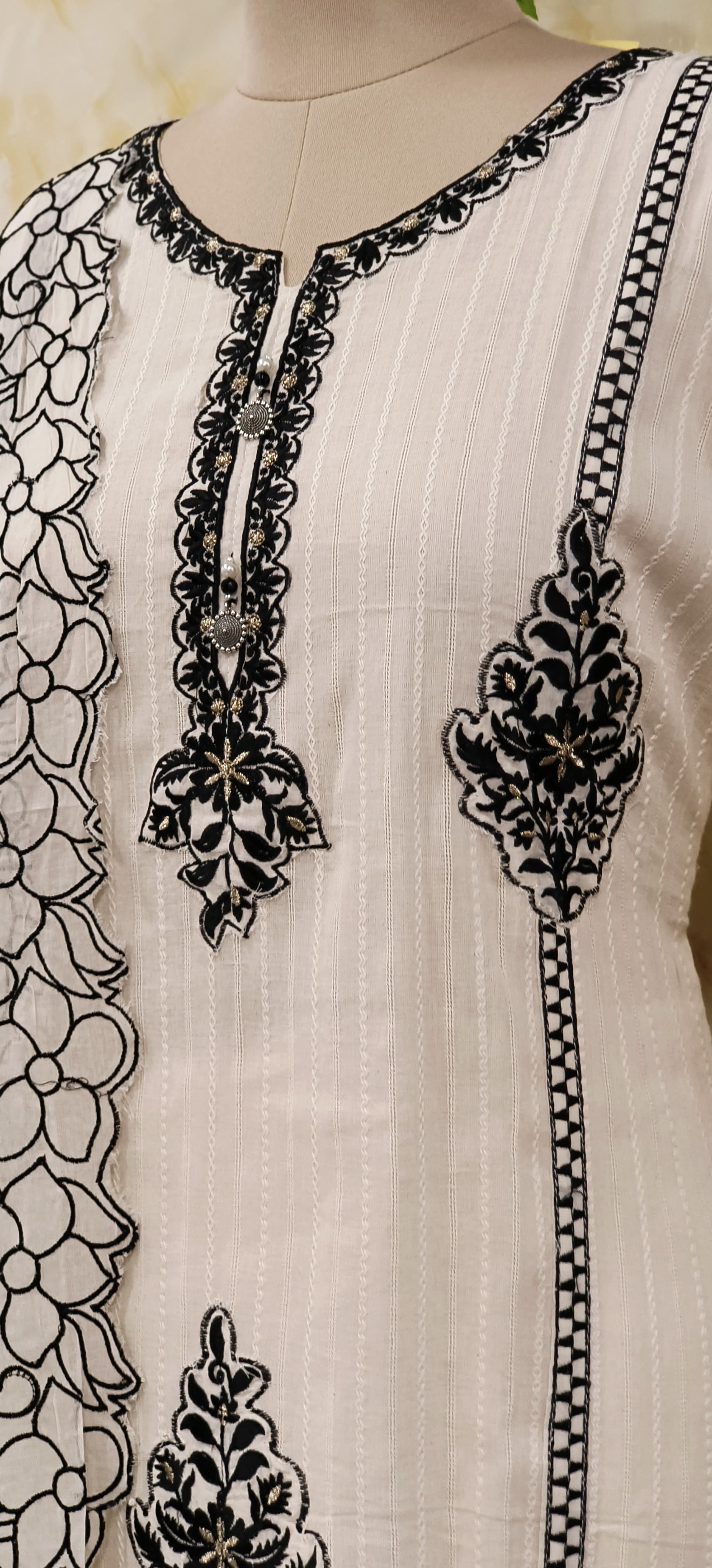 Kora cotton embroidered Cutwork Full suit set