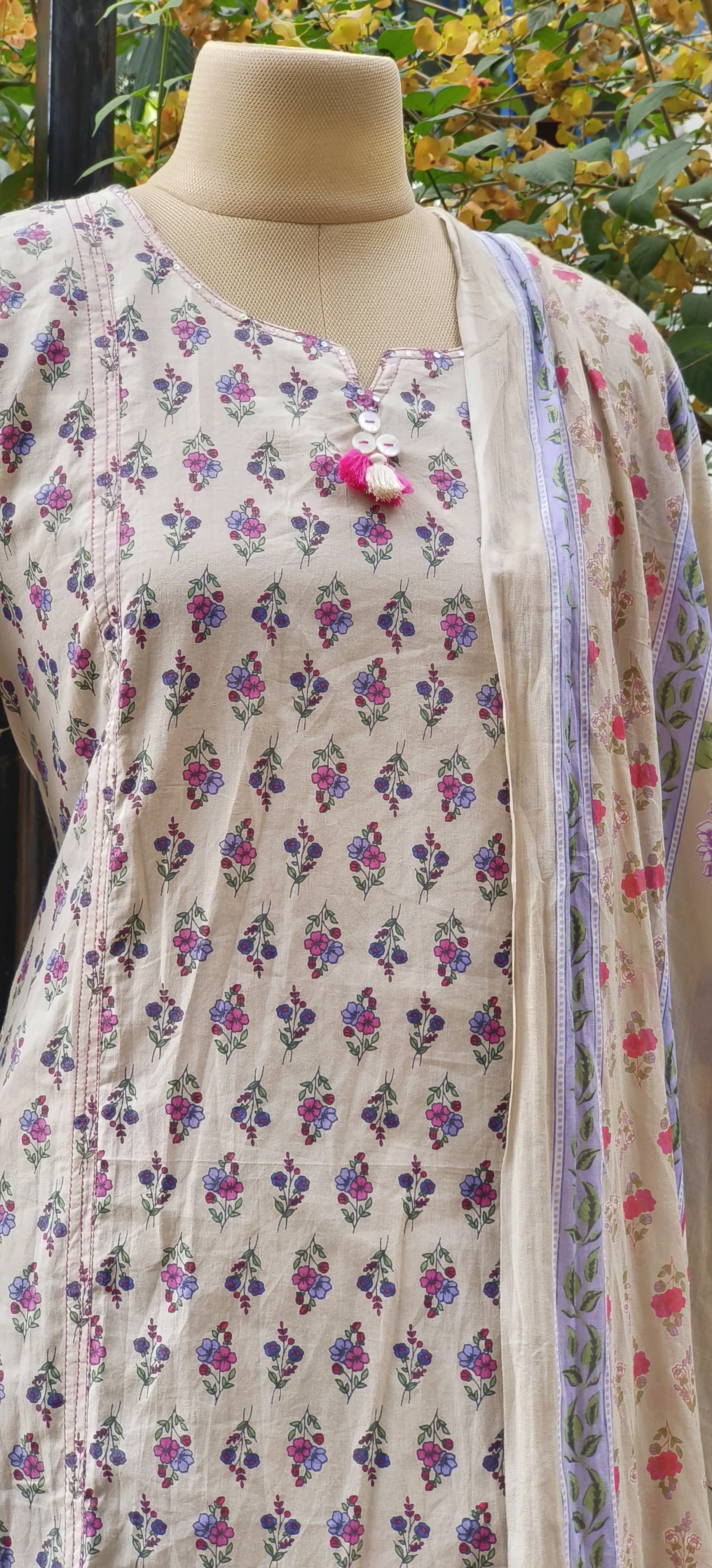 Soft Summer Cotton Printed Kurta with Pant And cotton Dupatta-07985