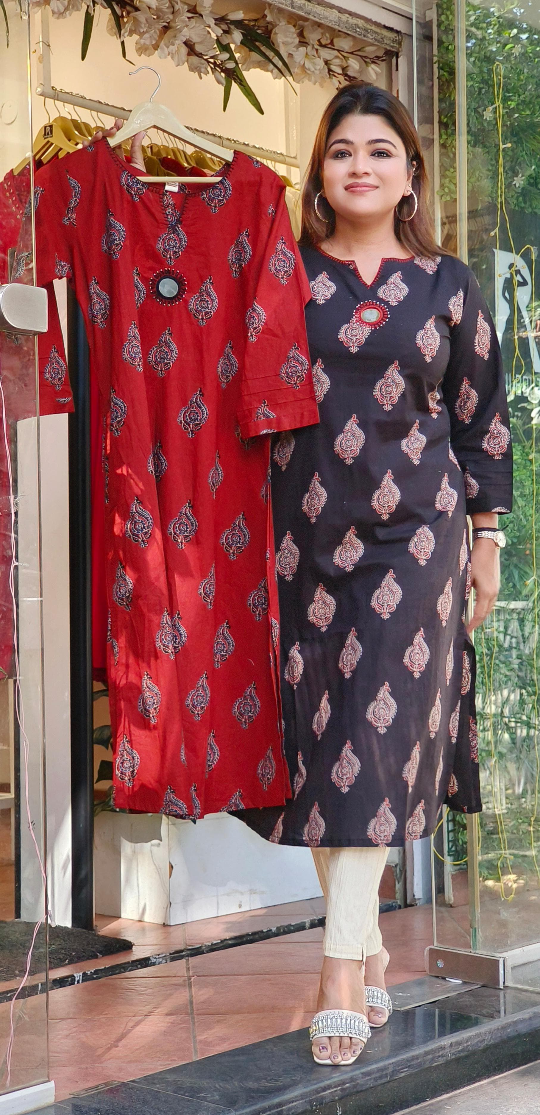 Pure Cotton real Mirror Work only kurti-08328-29