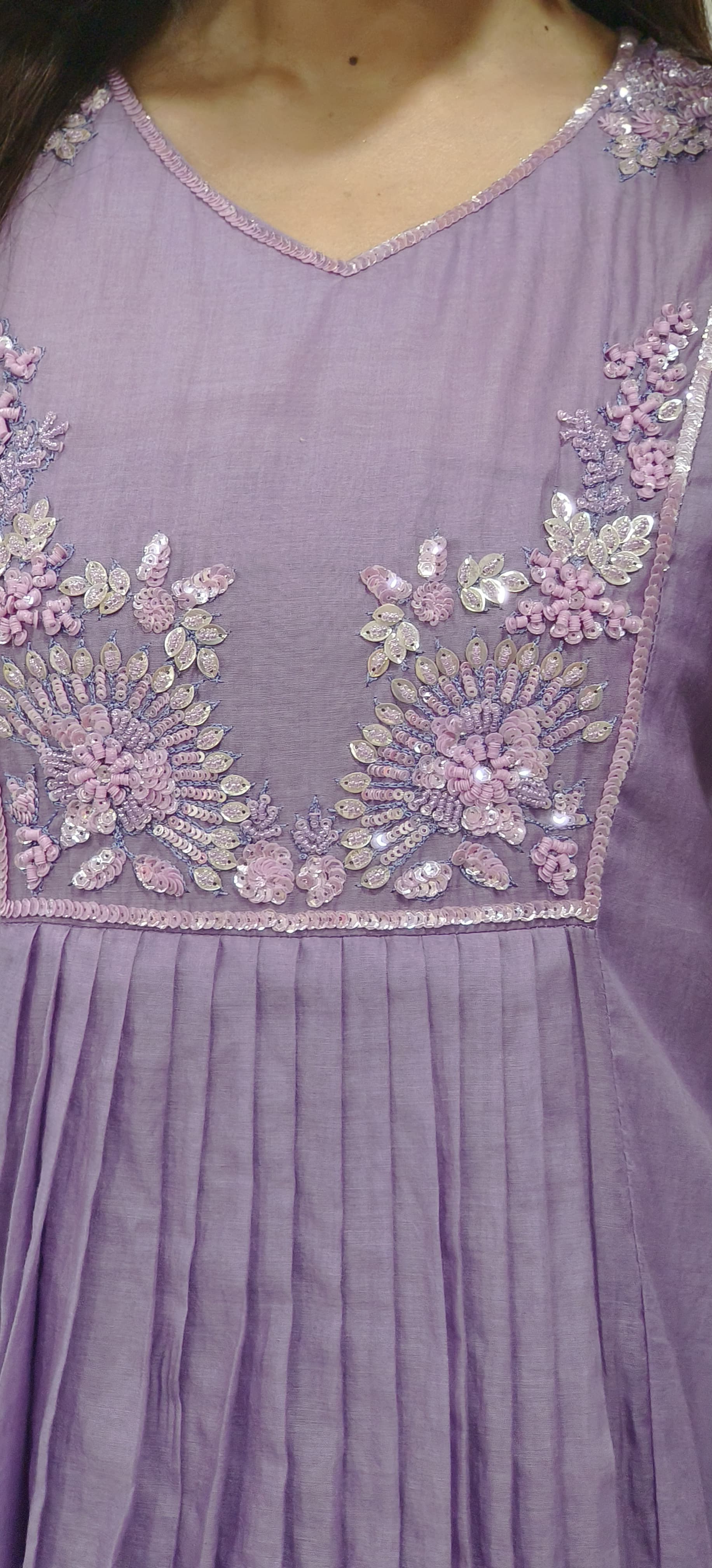 Elegant Chanderi Embroidered A-Line Kurta with Matching Pants – Perfect for Festive and Casual Elegance