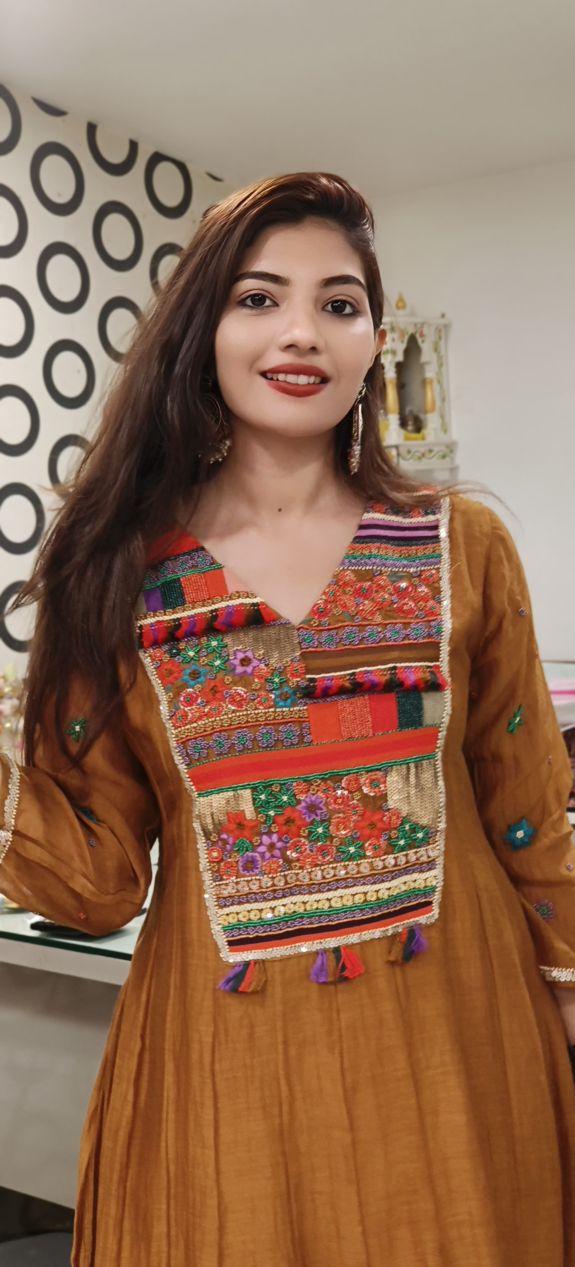 Elegance Redefined Mul Chanderi A-Line Kurta Set with Exquisite Multicolor Embroidery and-Matching Pants-9508,9509
