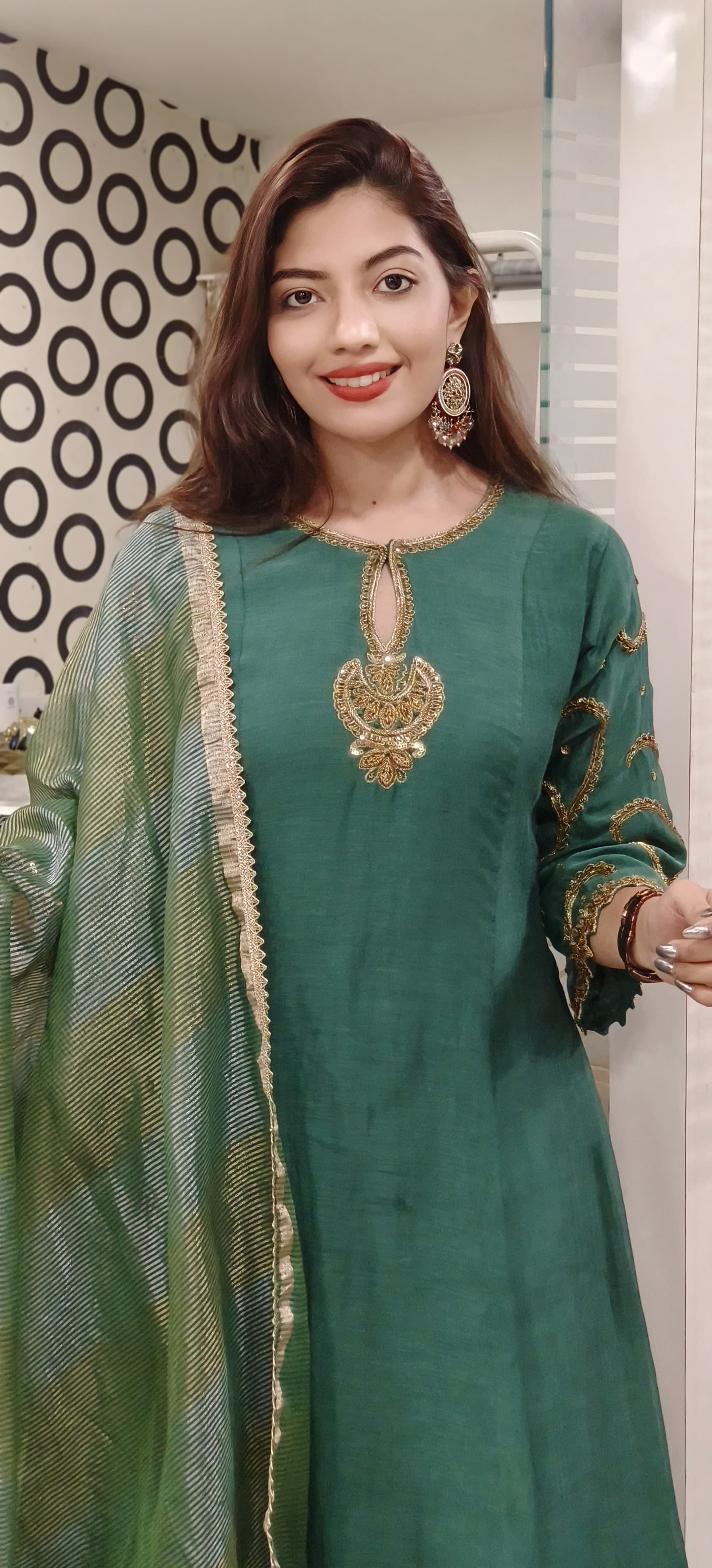 Gracefully Embroidered Mul Chanderi A-line Full Suit Set with Tissue Dupatta -9506,9507