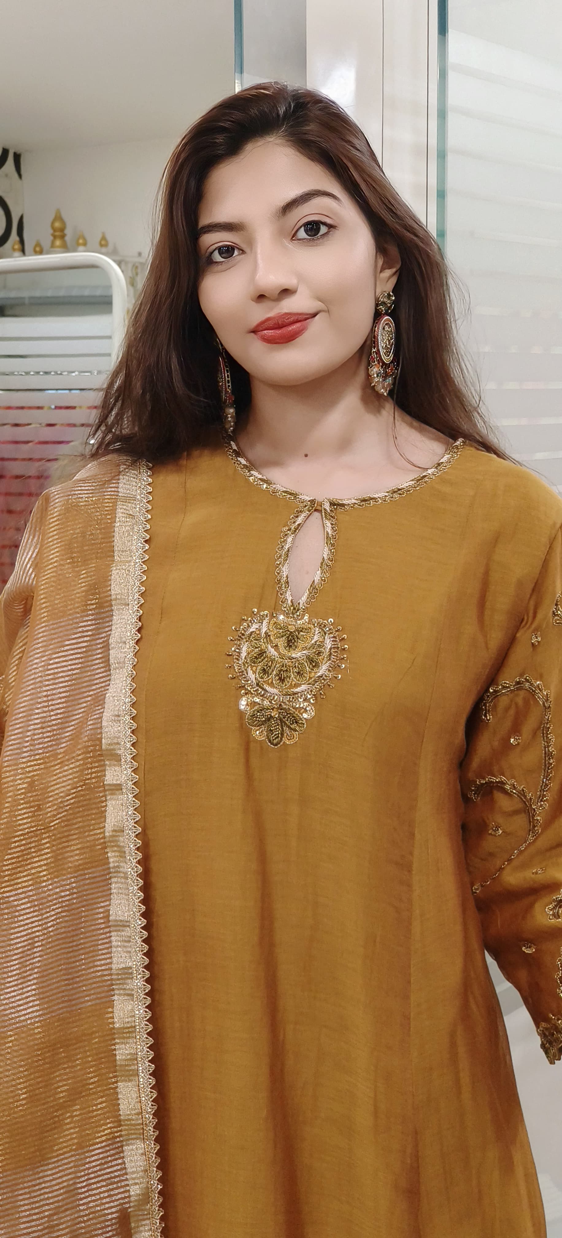 Gracefully Embroidered Mul Chanderi A-line Full Suit Set with Tissue Dupatta -9506,9507