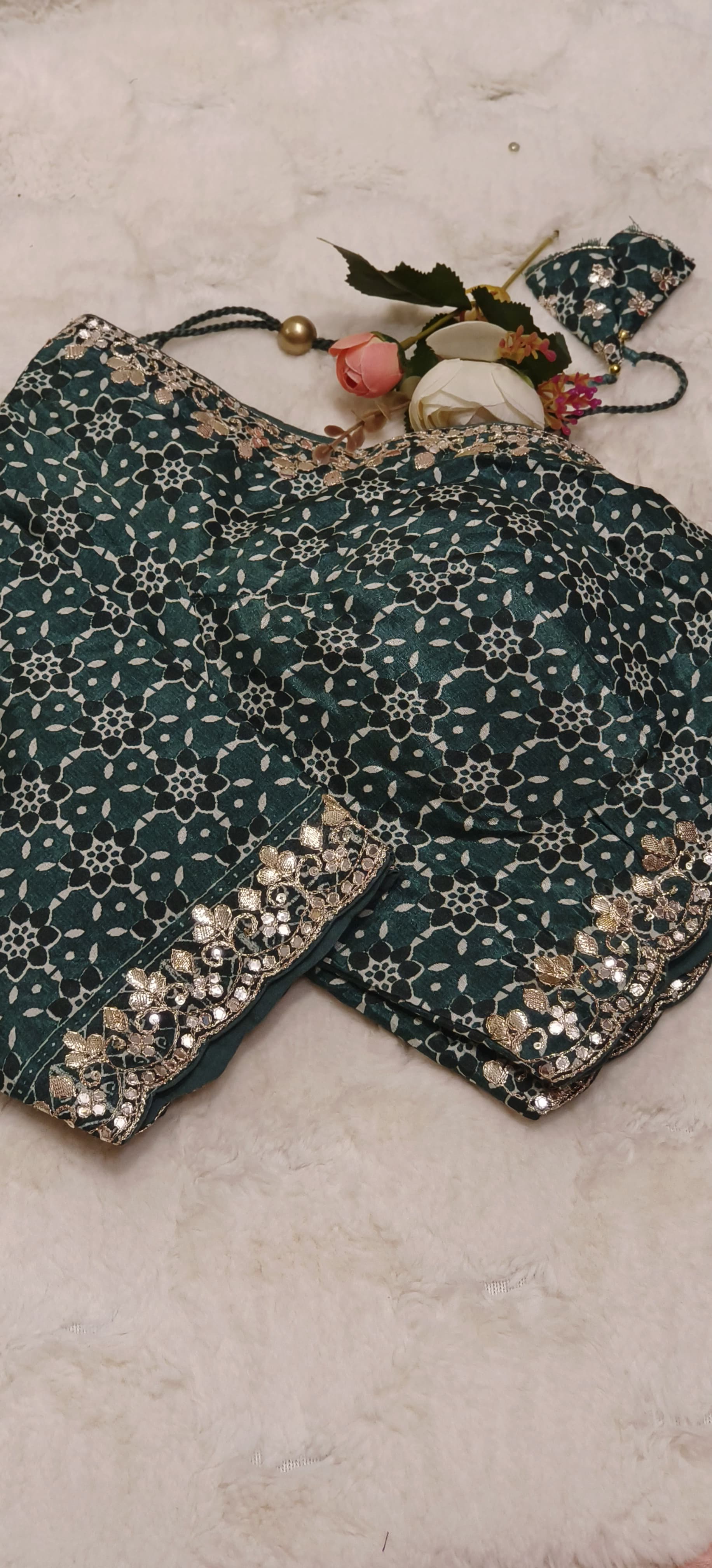 Printed Muslin Designer Gotta patti work Saree with Stiched Blouse