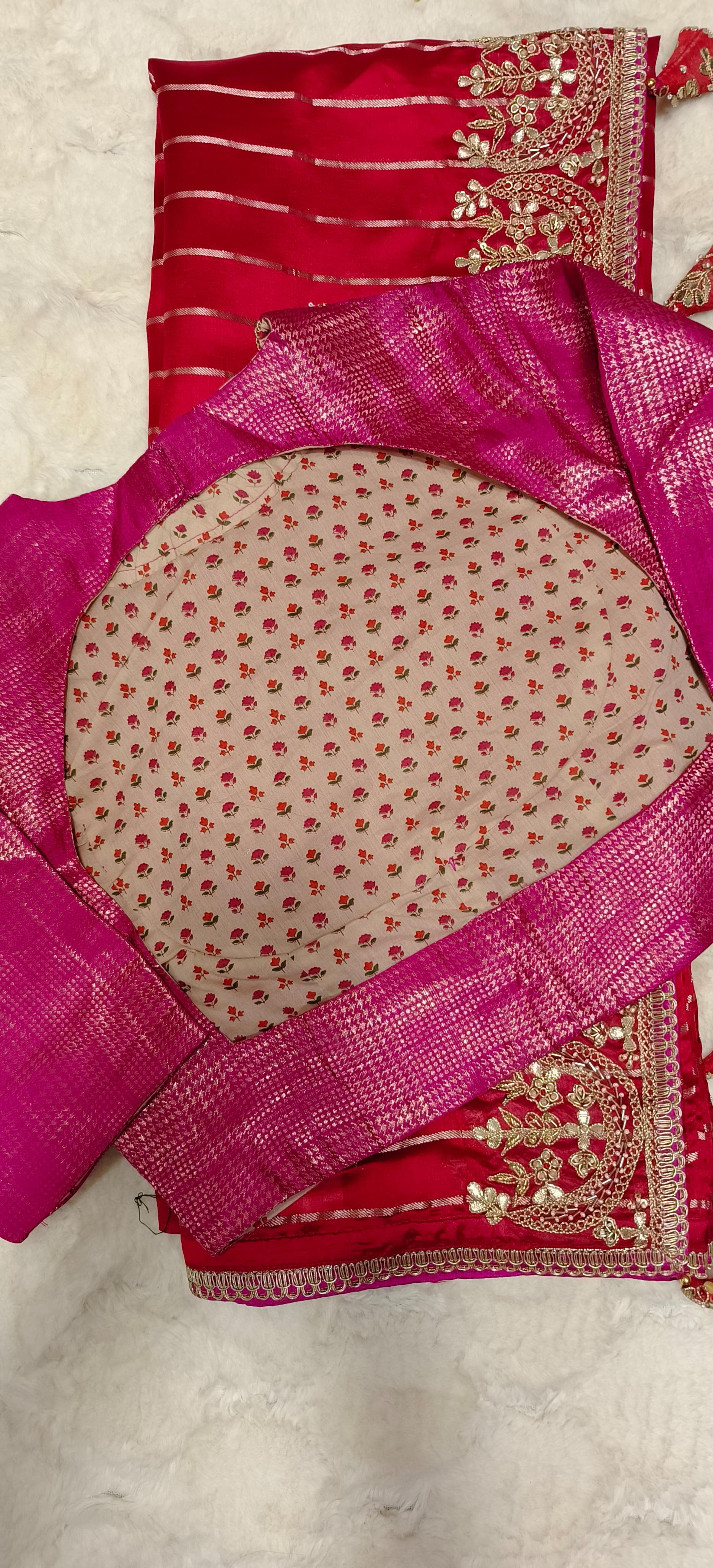 Heavy Zari Work Dupian Silk Designer Saree With Stiched Padded Blouse