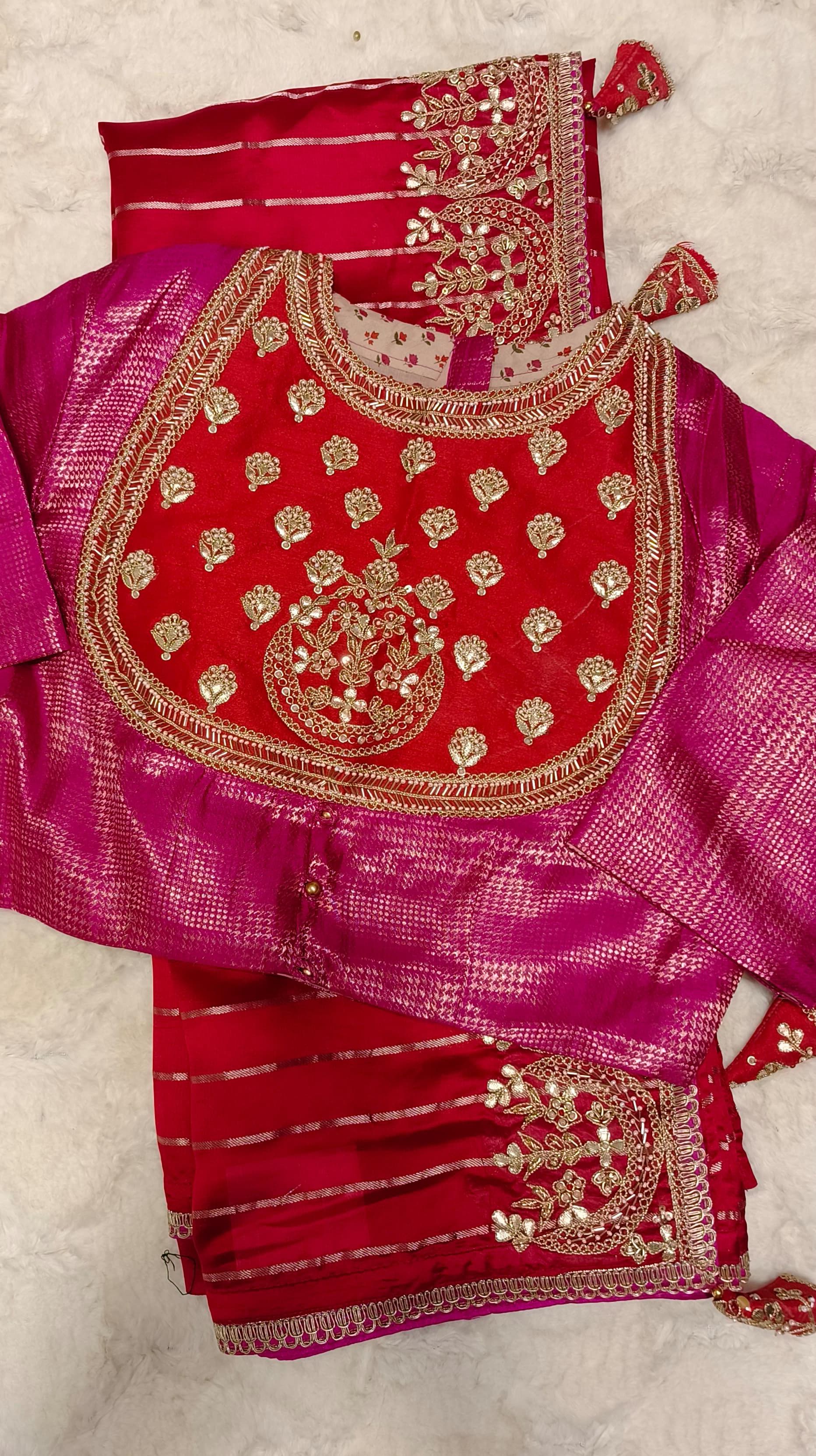Heavy Zari Work Dupian Silk Designer Saree With Stiched Padded Blouse