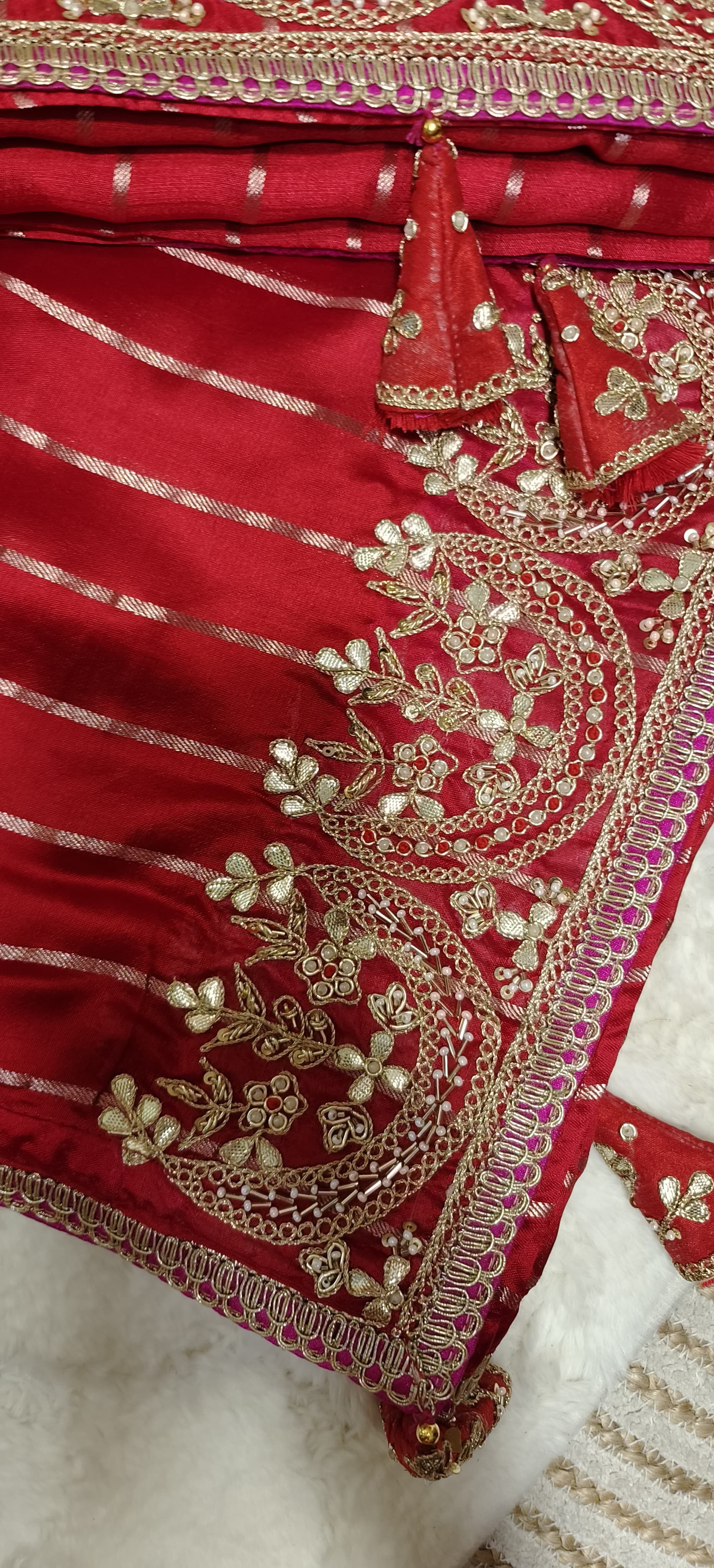 Heavy Zari Work Dupian Silk Designer Saree With Stiched Padded Blouse