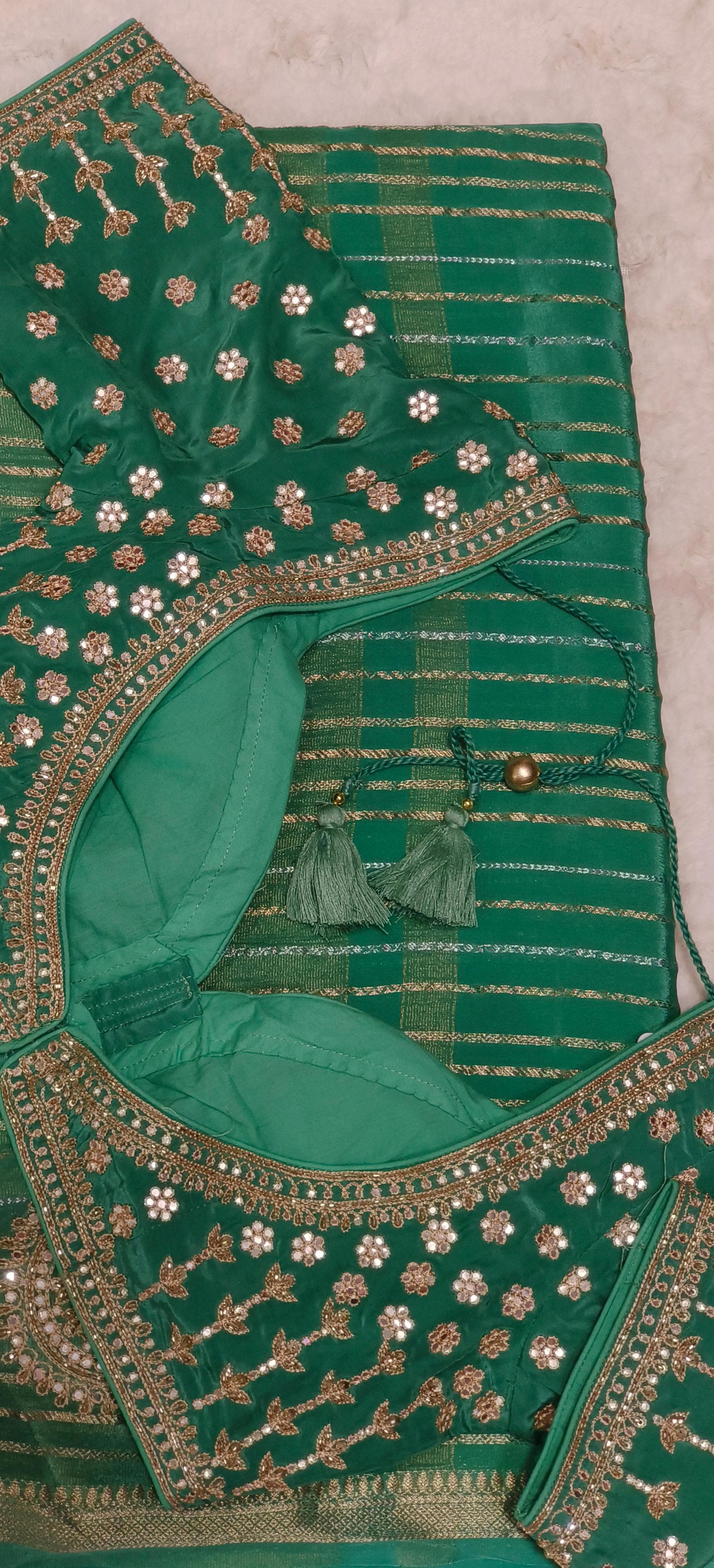 Designer Embroidered Pitten Work Silk Designer Saree