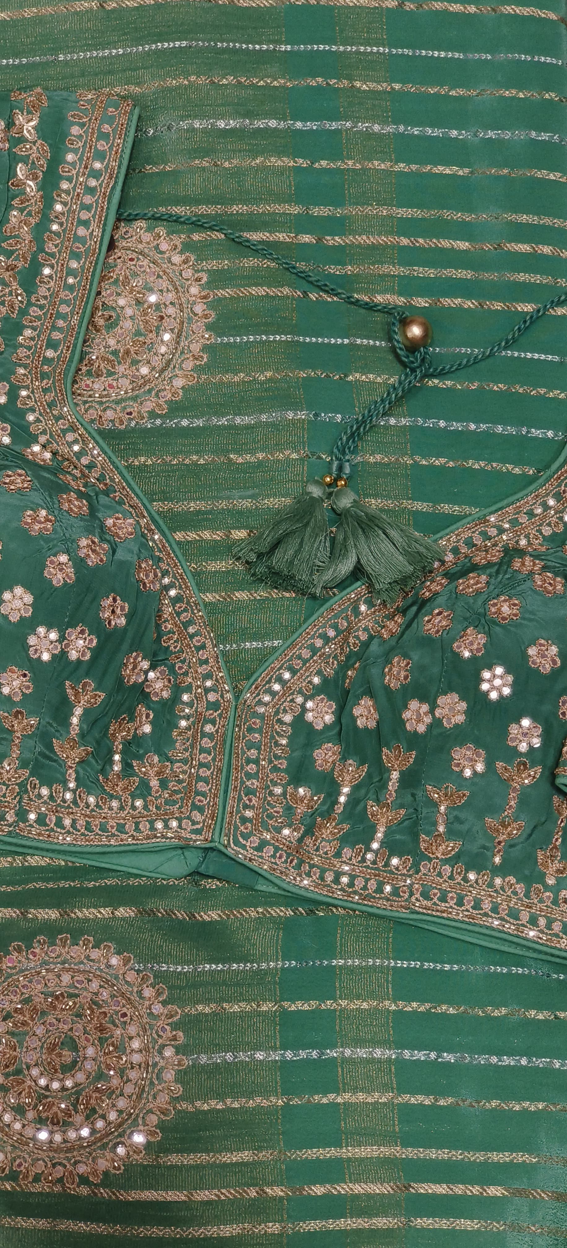 Designer Embroidered Pitten Work Silk Designer Saree