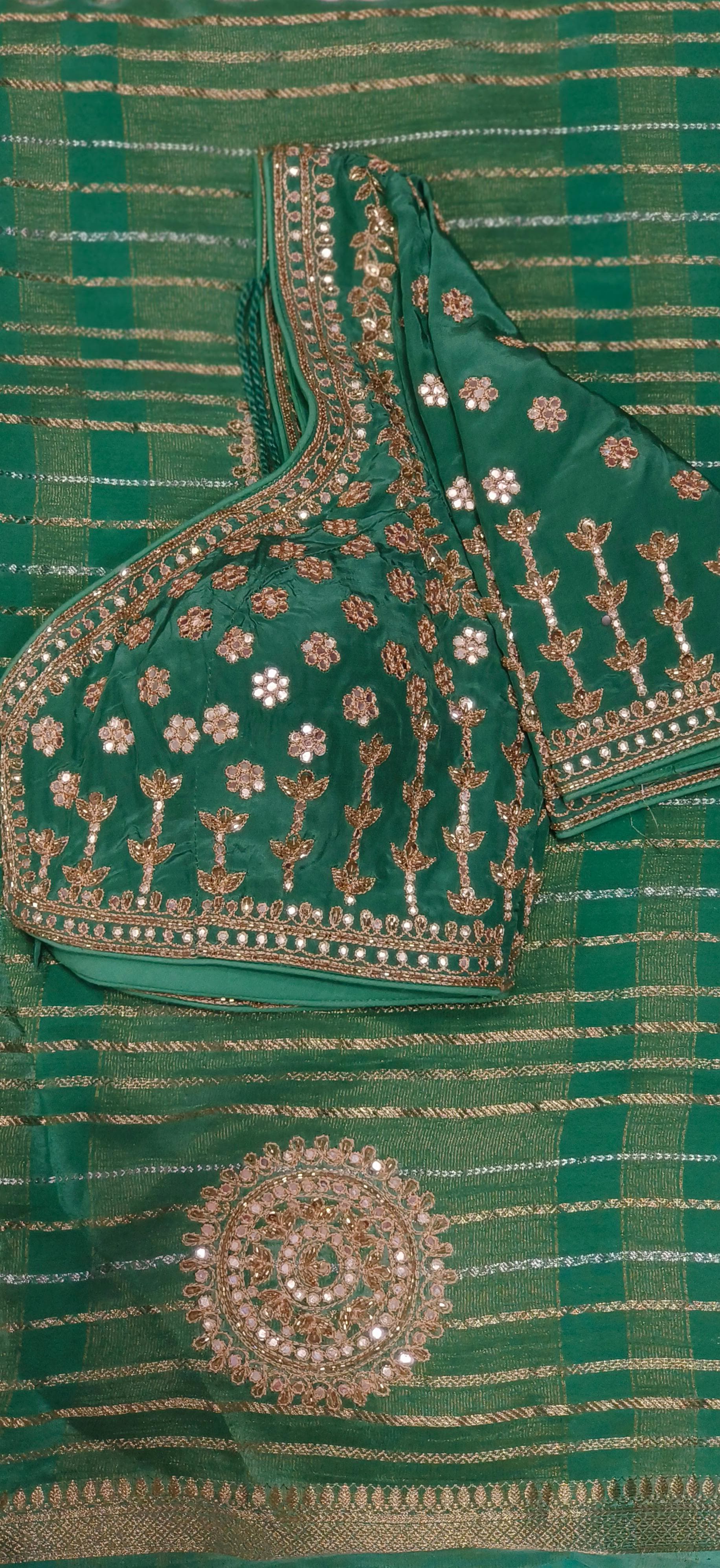 Designer Embroidered Pitten Work Silk Designer Saree
