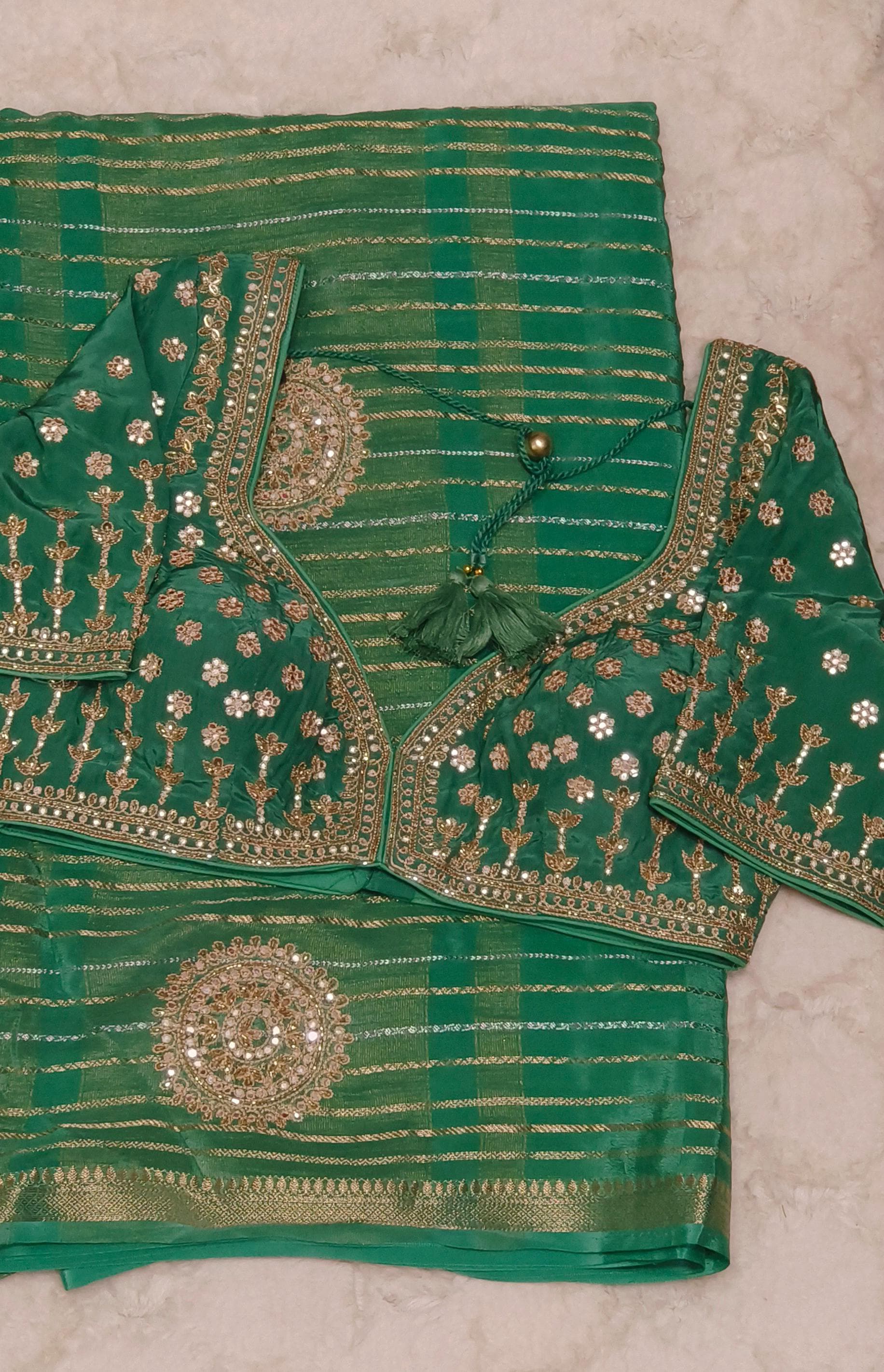 Designer Embroidered Pitten Work Silk Designer Saree