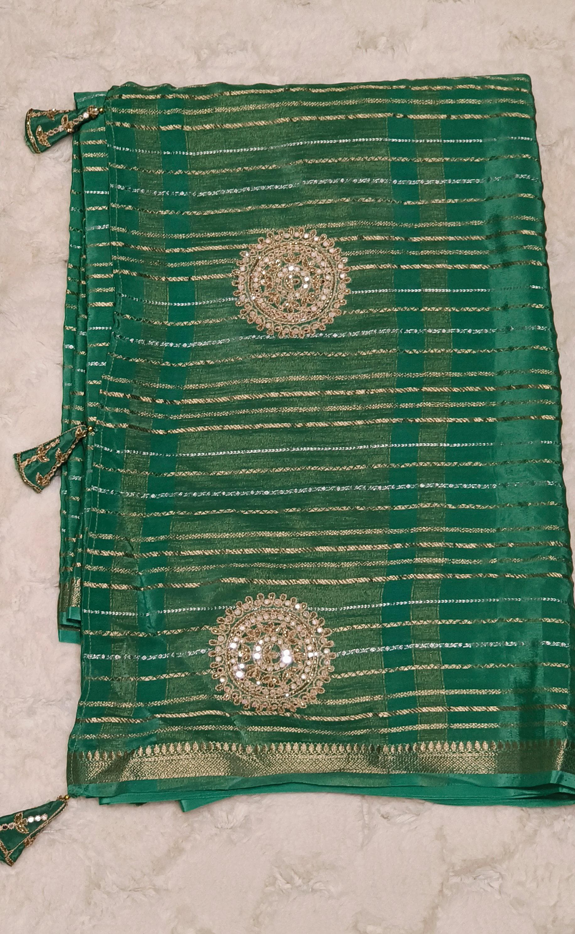 Designer Embroidered Pitten Work Silk Designer Saree