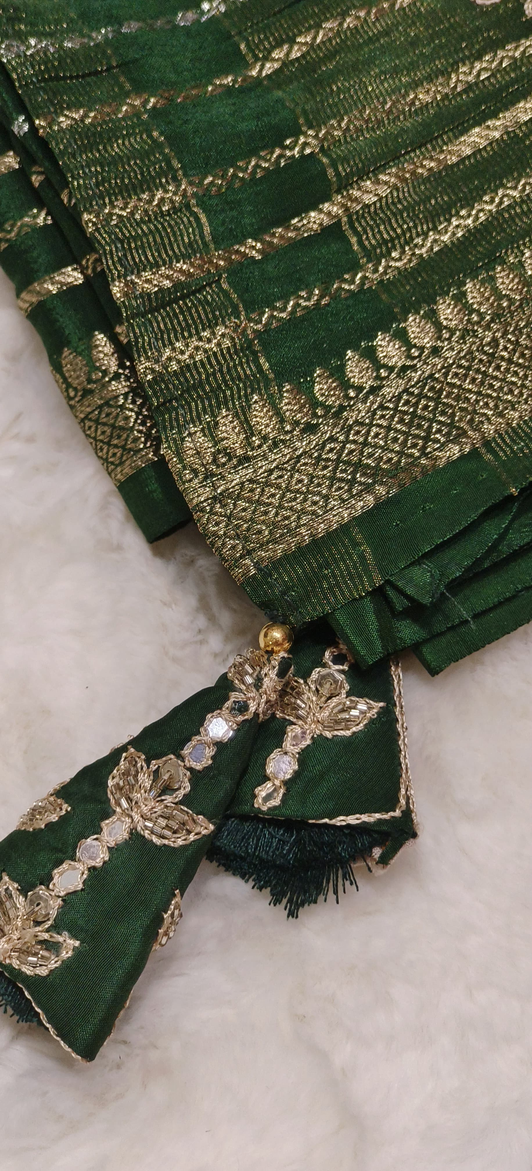Designer Embroidered Pitten Work Silk Designer Saree