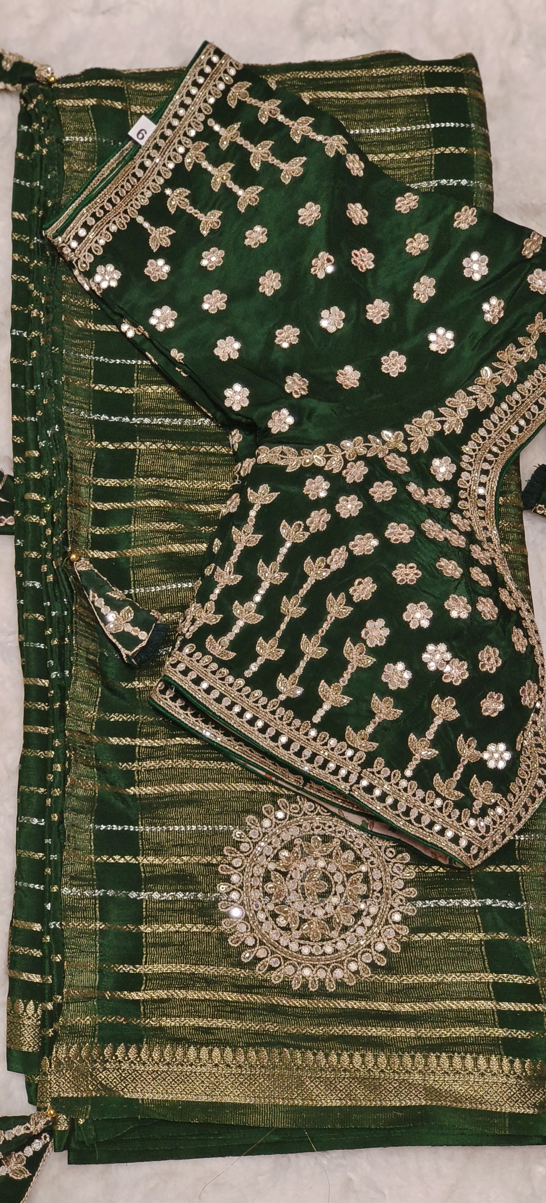 Designer Embroidered Pitten Work Silk Designer Saree