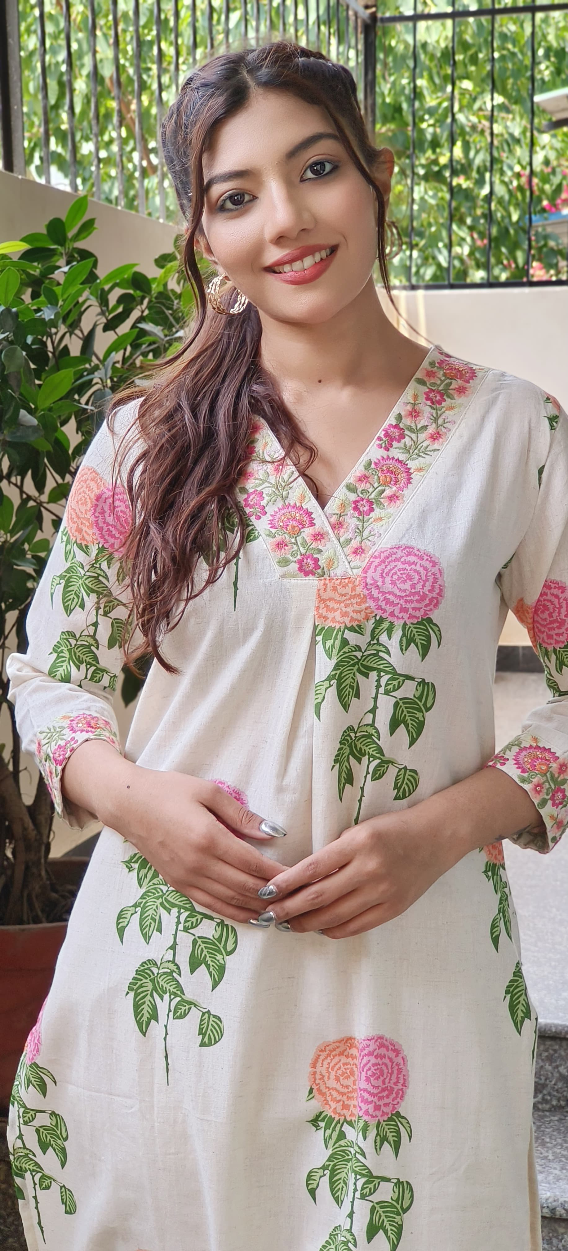 Casual Wear Kurta Pant Set in Flex Cotton-