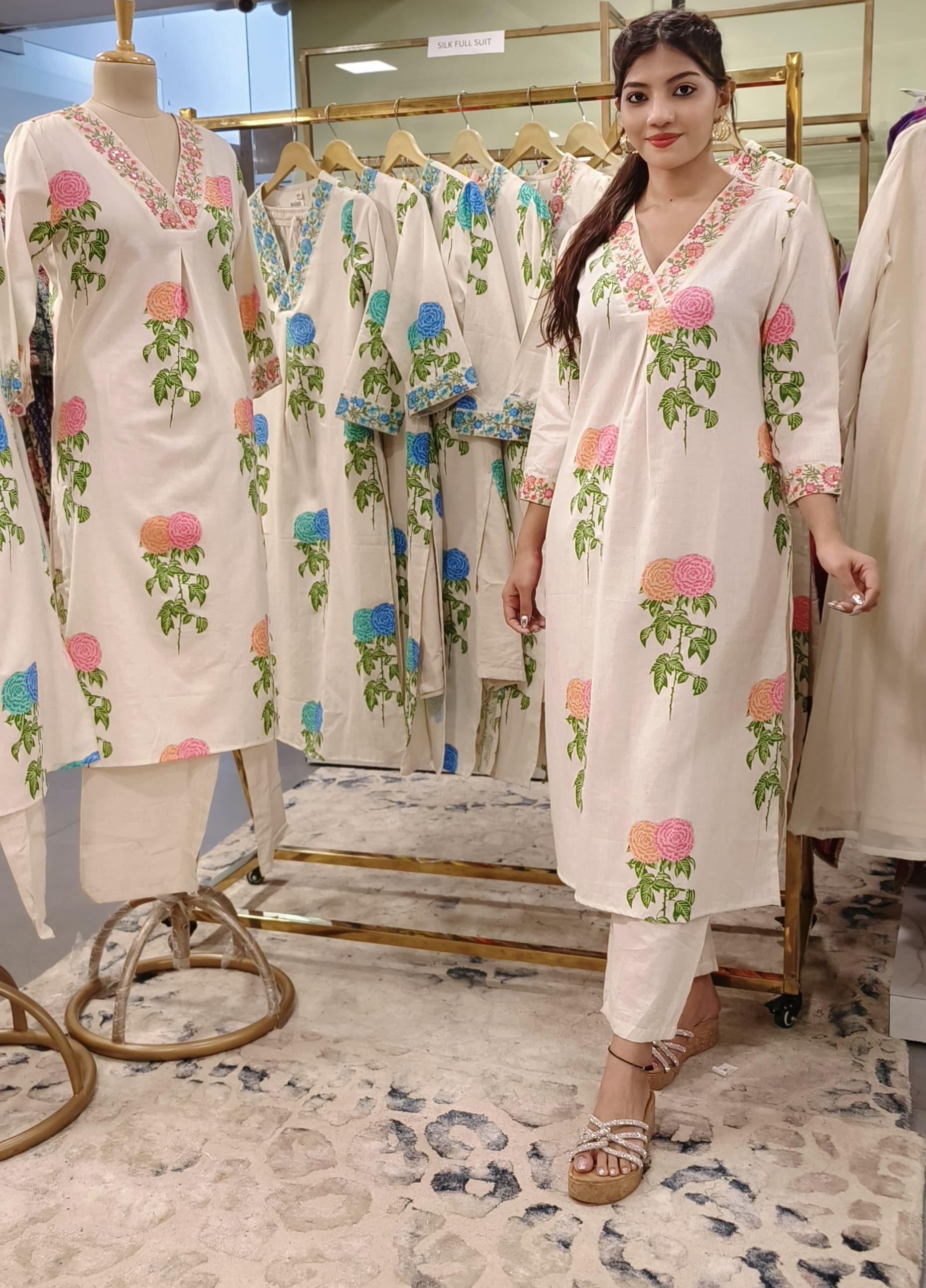 Casual Wear Kurta Pant Set in Flex Cotton-