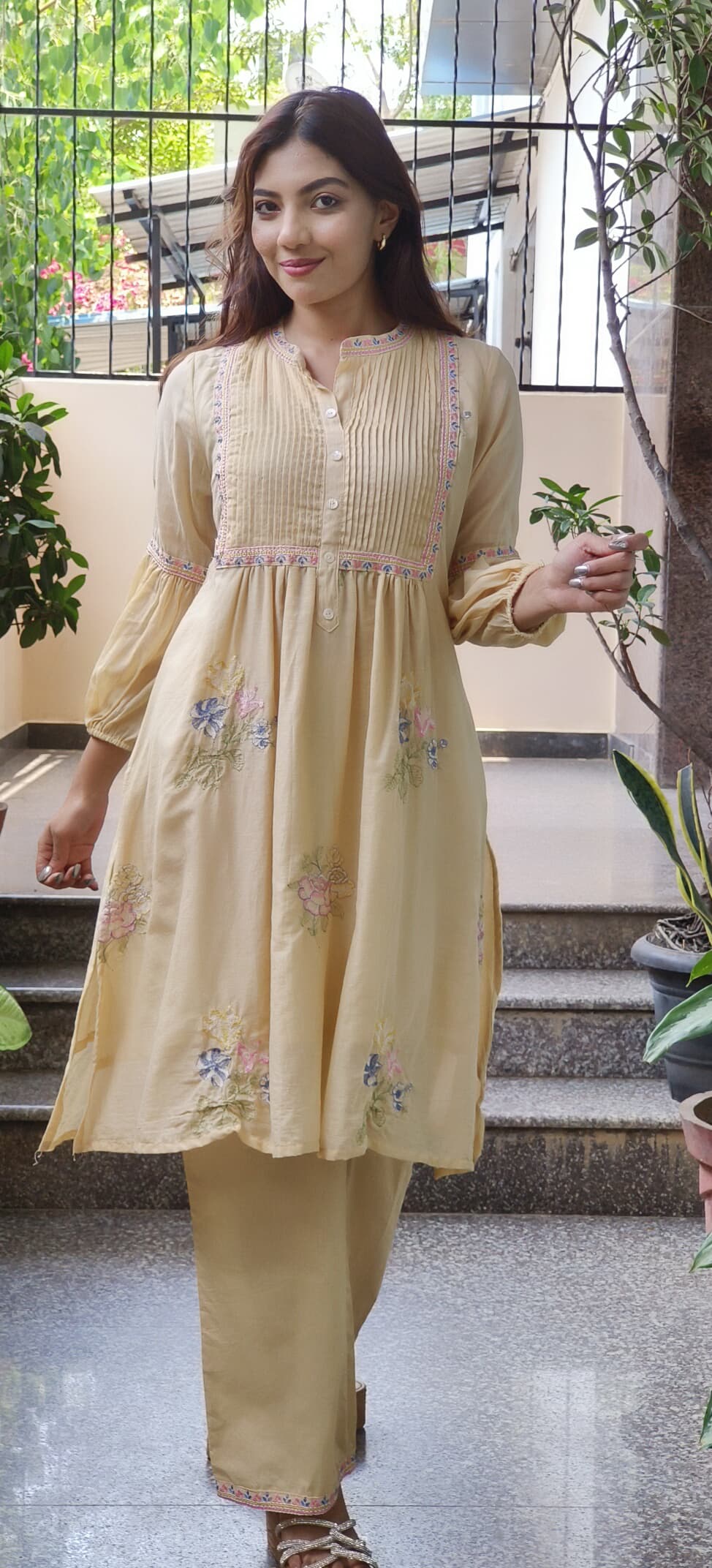 Mul Cotton Embroidered Summer Color Kurta Pant-9596,9597,9595,9599