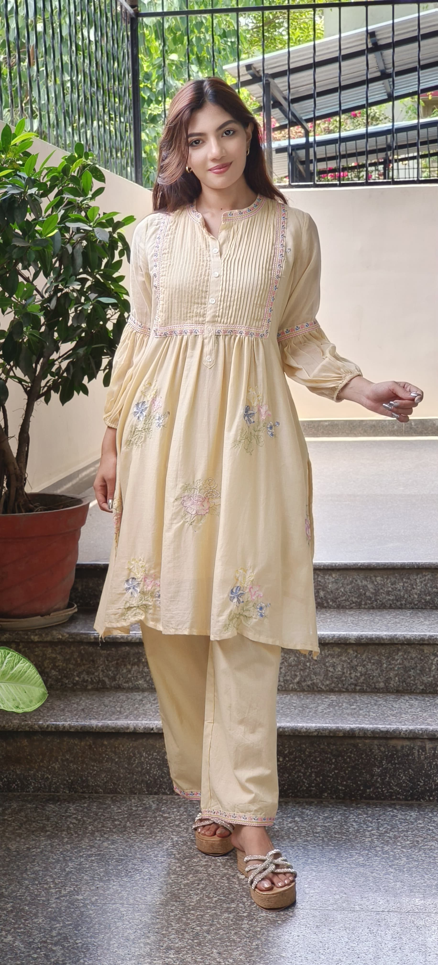 Mul Cotton Embroidered Summer Color Kurta Pant-9596,9597,9595,9599