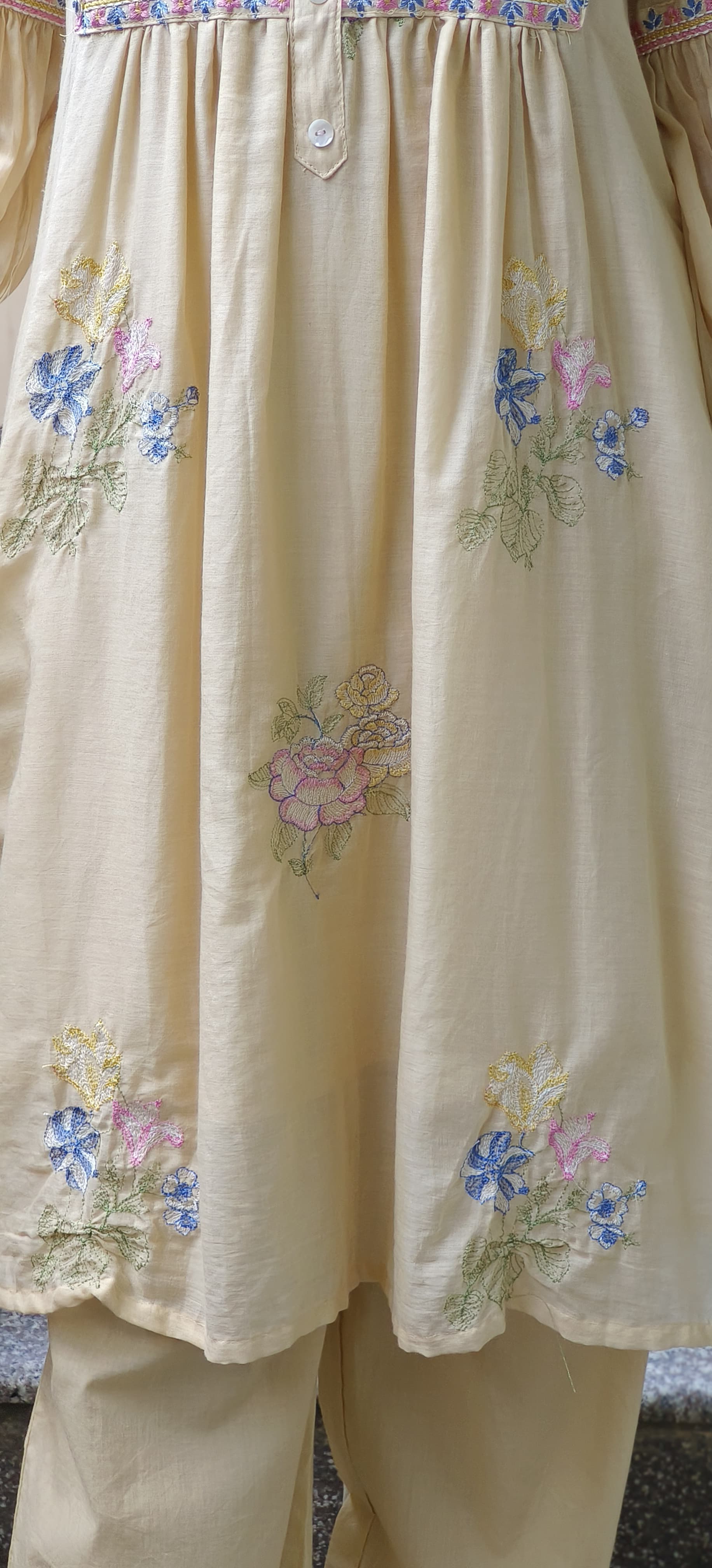 Mul Cotton Embroidered Summer Color Kurta Pant-9596,9597,9595,9599