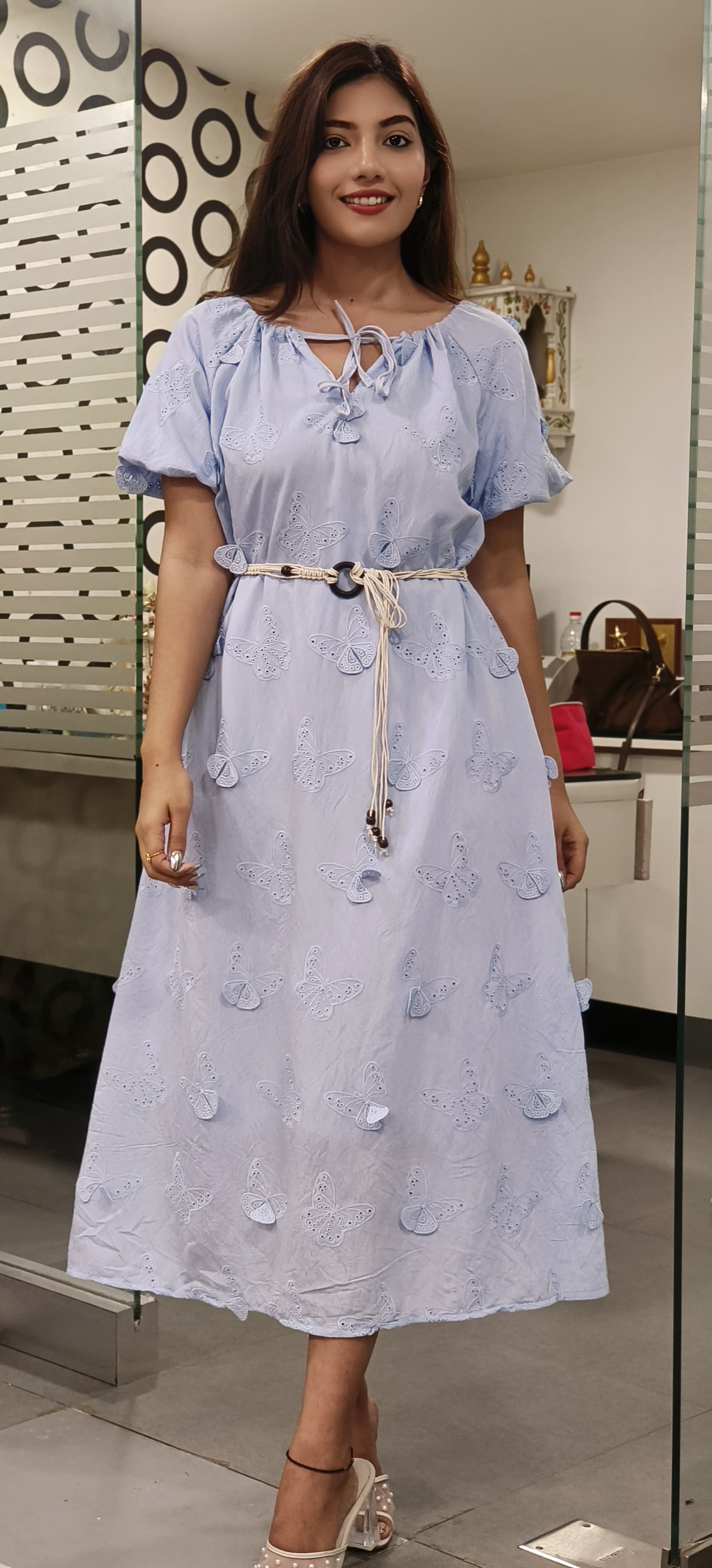 Summer Breeze Embroidered  Butterfly Bliss Bardot Dress