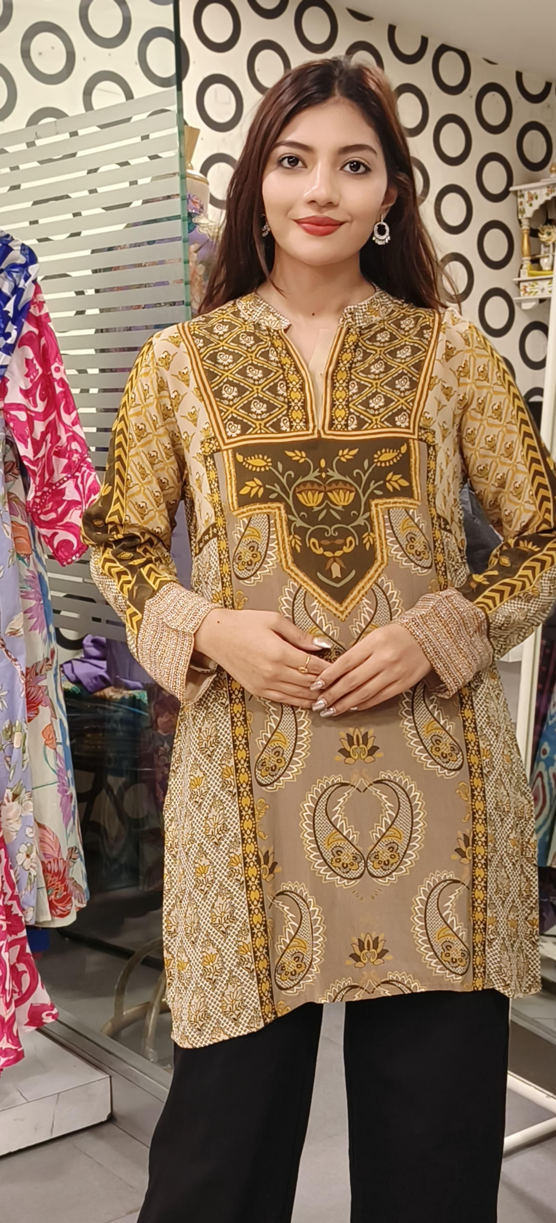 Printed Pure Crepe Only  Short Kurti - 09727, 09728