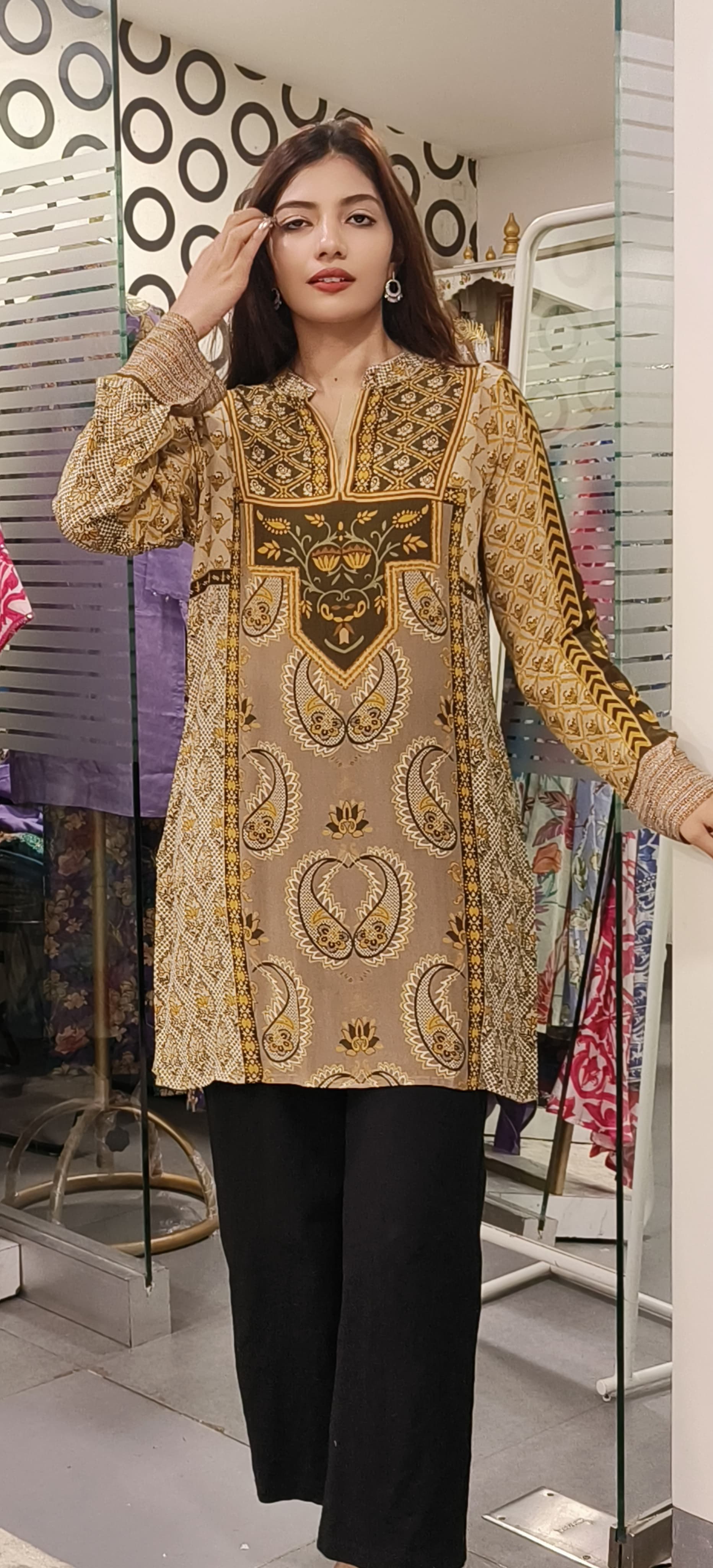 Printed Pure Crepe Only  Short Kurti - 09727, 09728