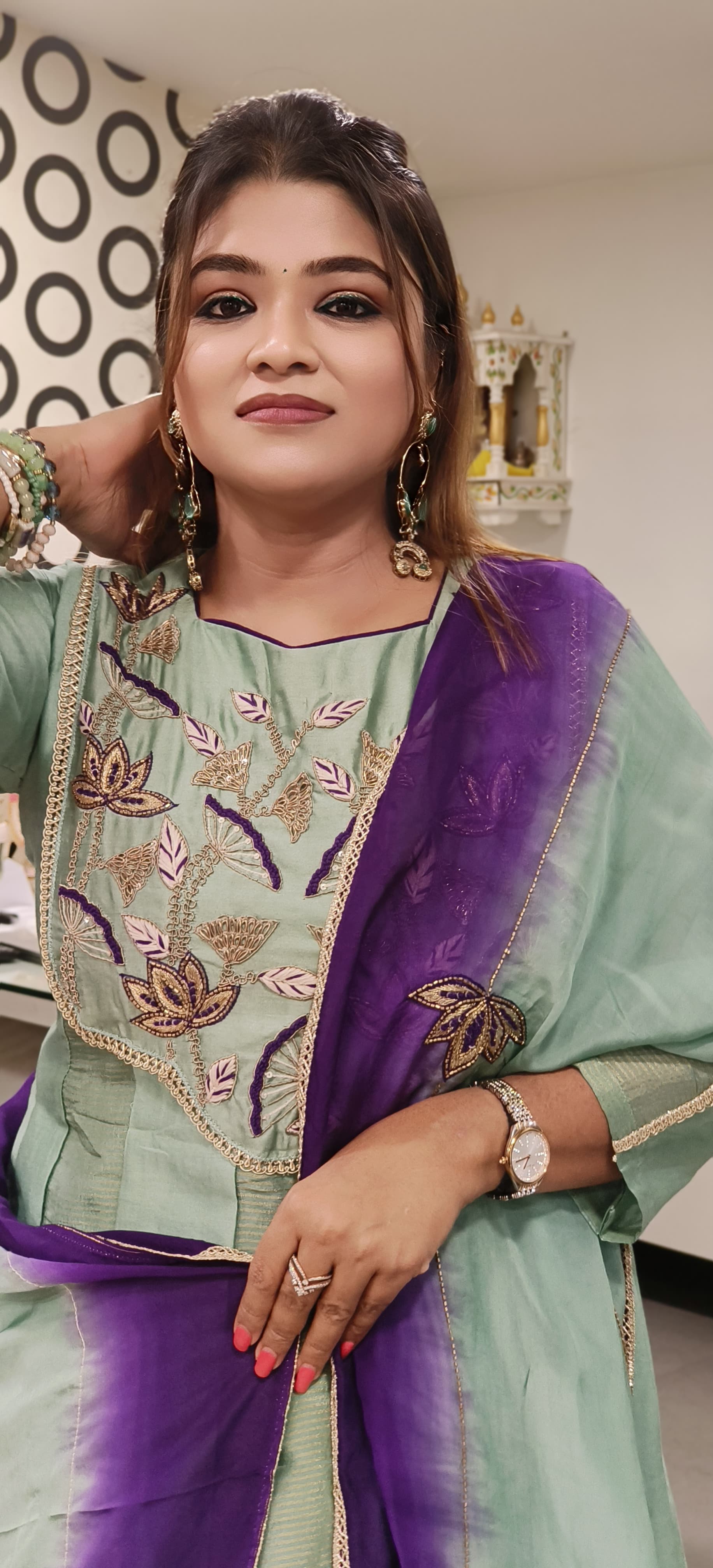 Pure Chanderi Zari Zardozi & Thread Embroidered Work Party Wear Aline Kurta with Pant and Organza Dupatta- 09636