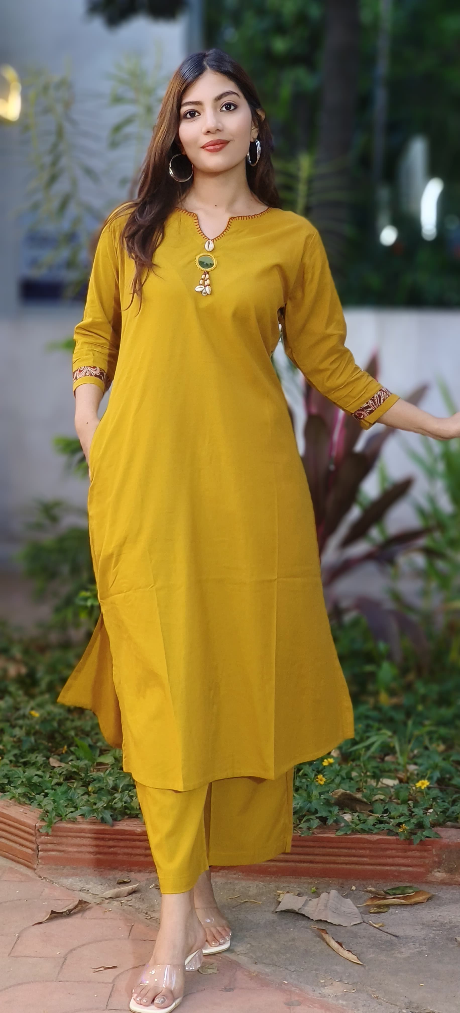 Solid Kurta With Loose Bottom In Cotton Fabric- 10249, 10250