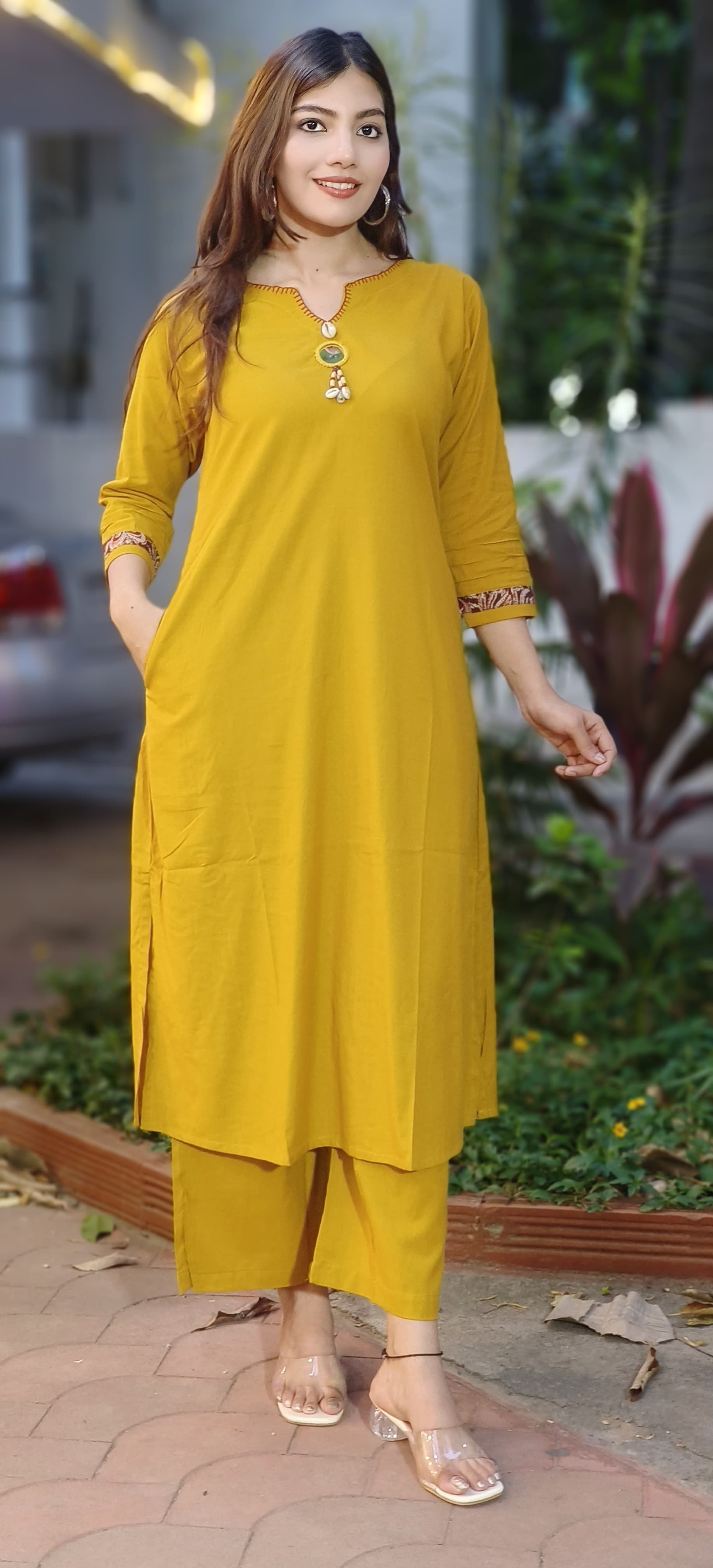 Solid Kurta With Loose Bottom In Cotton Fabric- 10249, 10250
