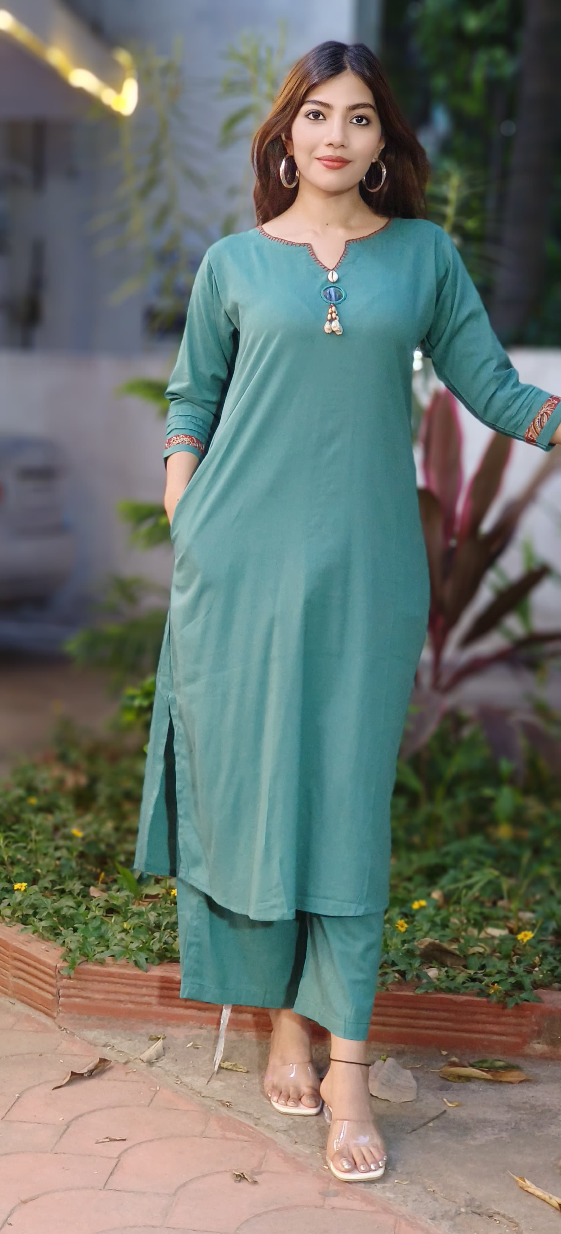 Solid Kurta With Loose Bottom In Cotton Fabric- 10249, 10250