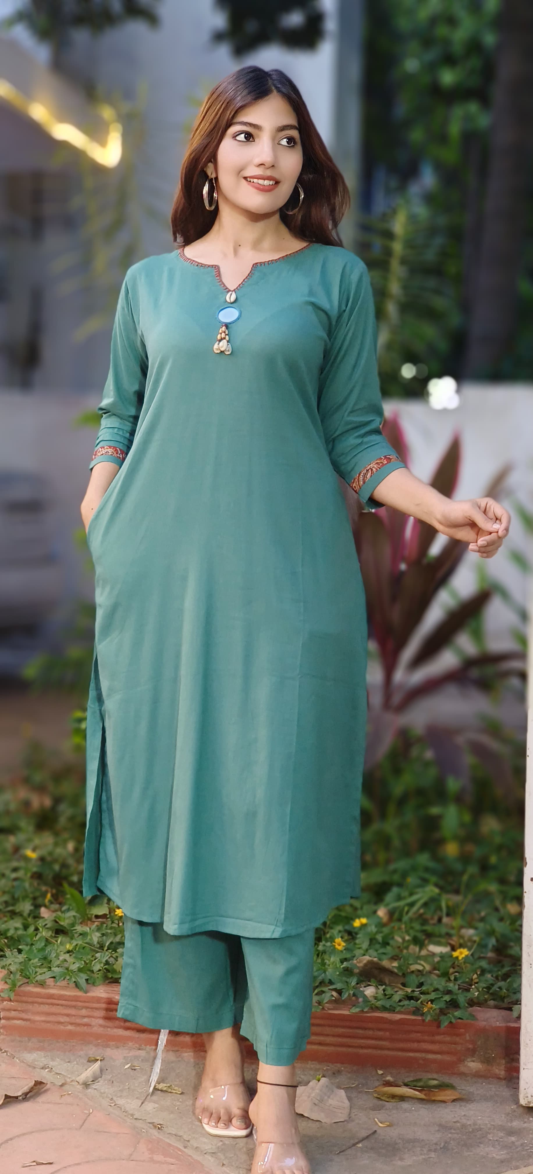 Solid Kurta With Loose Bottom In Cotton Fabric- 10249, 10250
