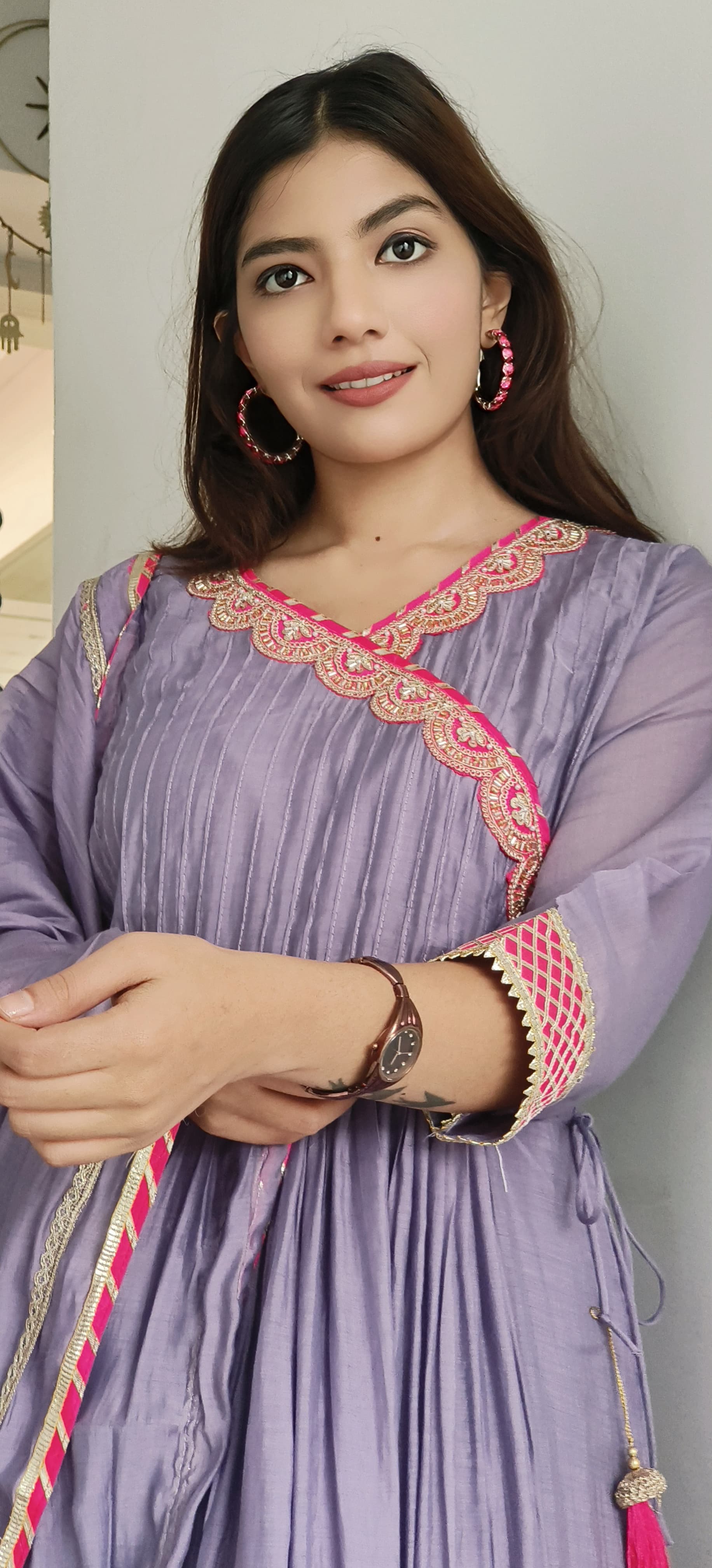Gotta Angrakha Style Classic Pastel Shade Chanderi Full Suit Set