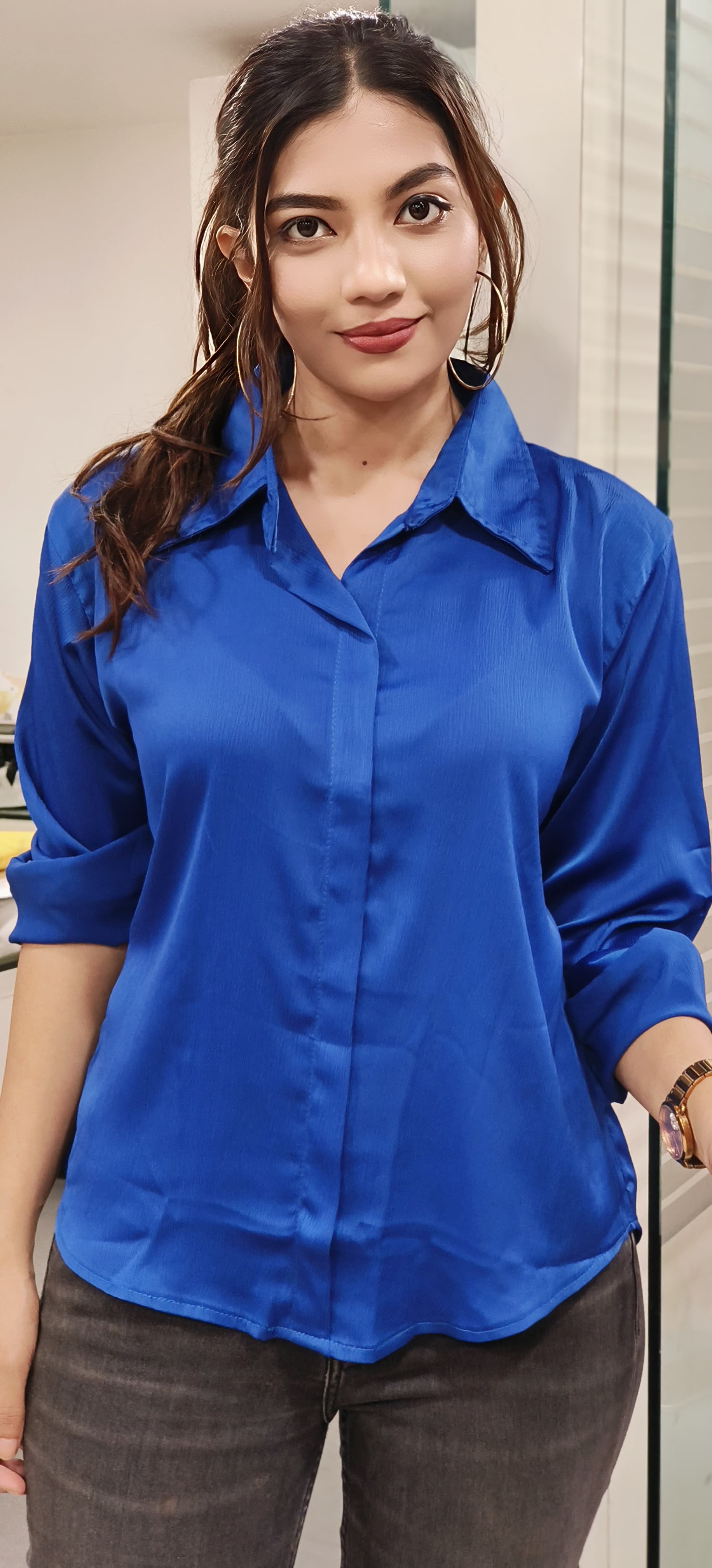 Collar Solid Shade Casual Shirt