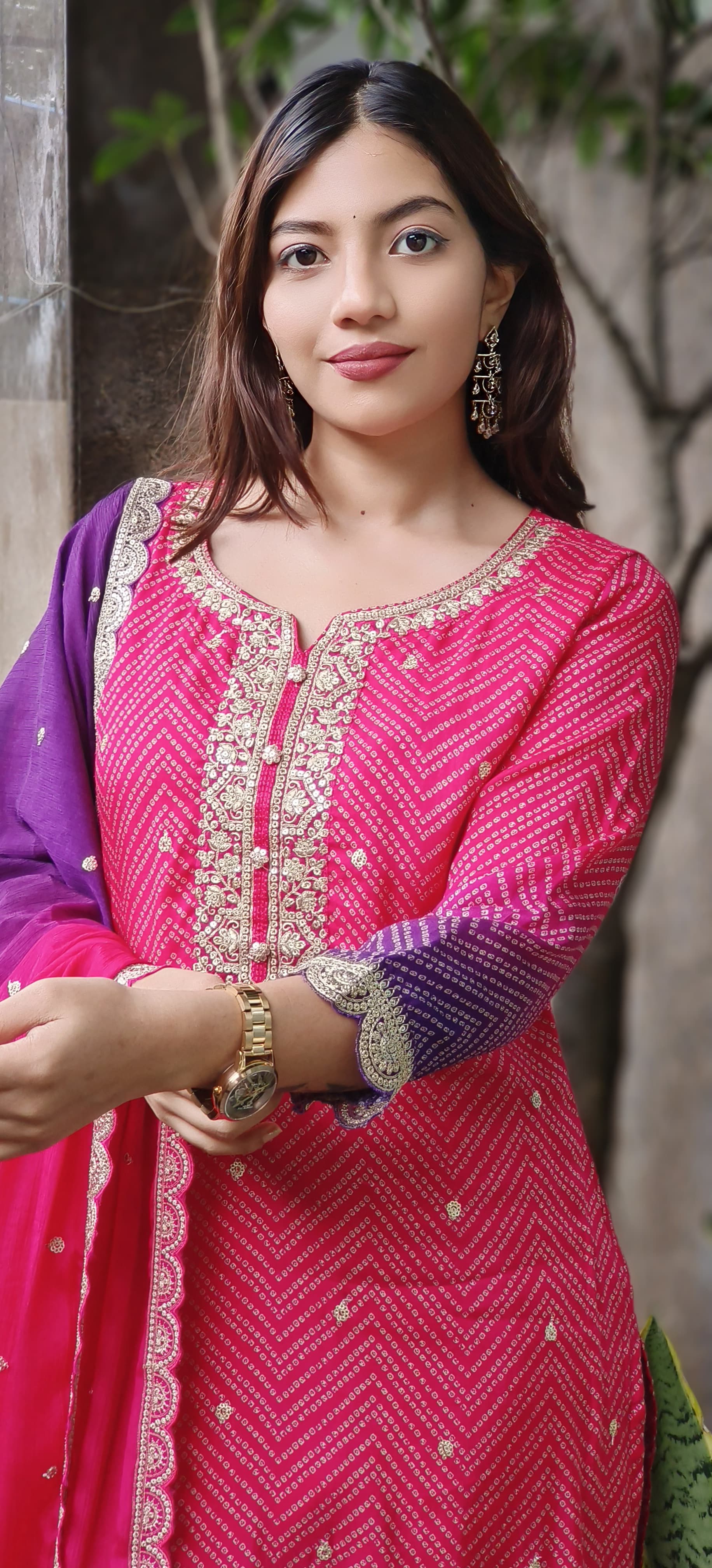 Shilpa Shetty Inspired Dual Color Blast Dola Silk Full Suit Set With Dupatta- 10525