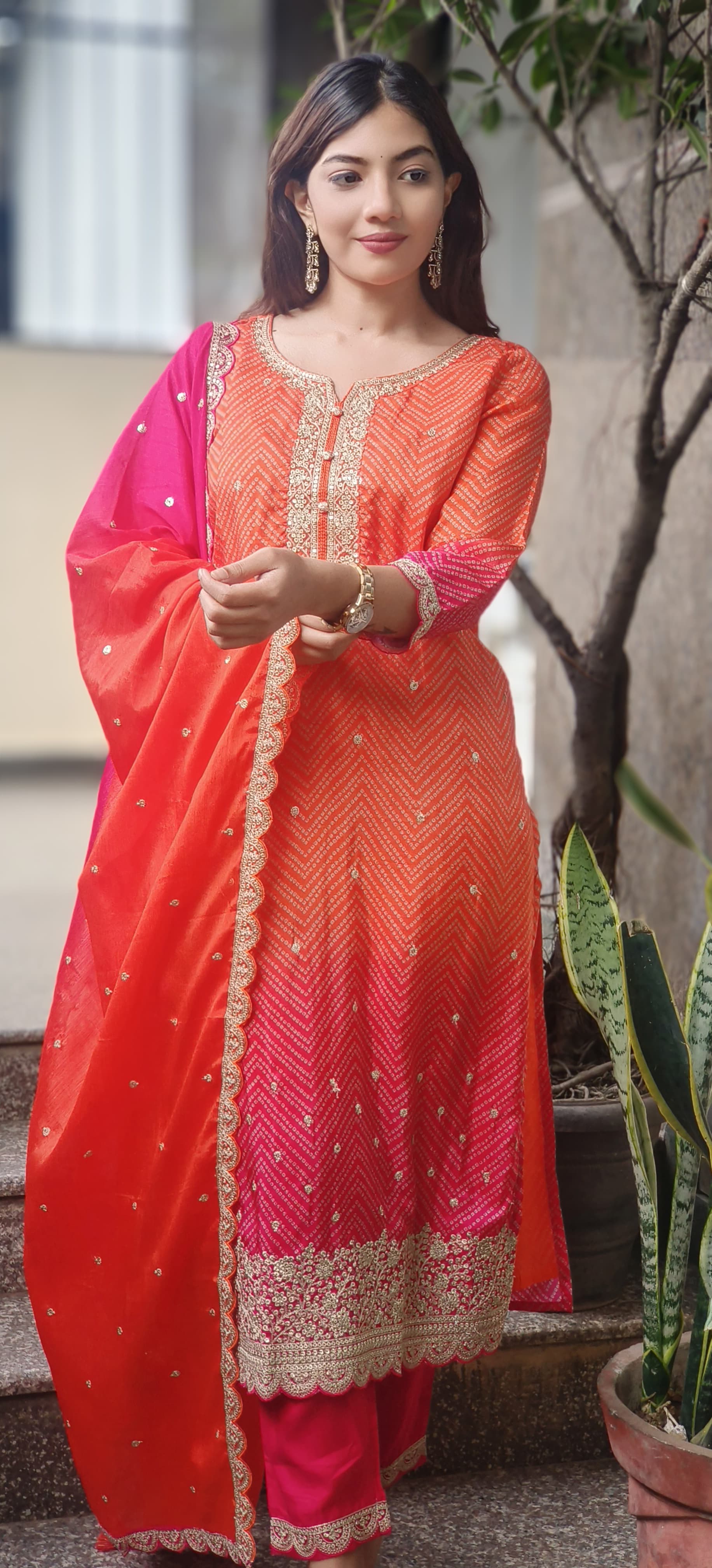 Shilpa Shetty Inspired Dual Color Blast Dola Silk Full Suit Set With Dupatta- 10525