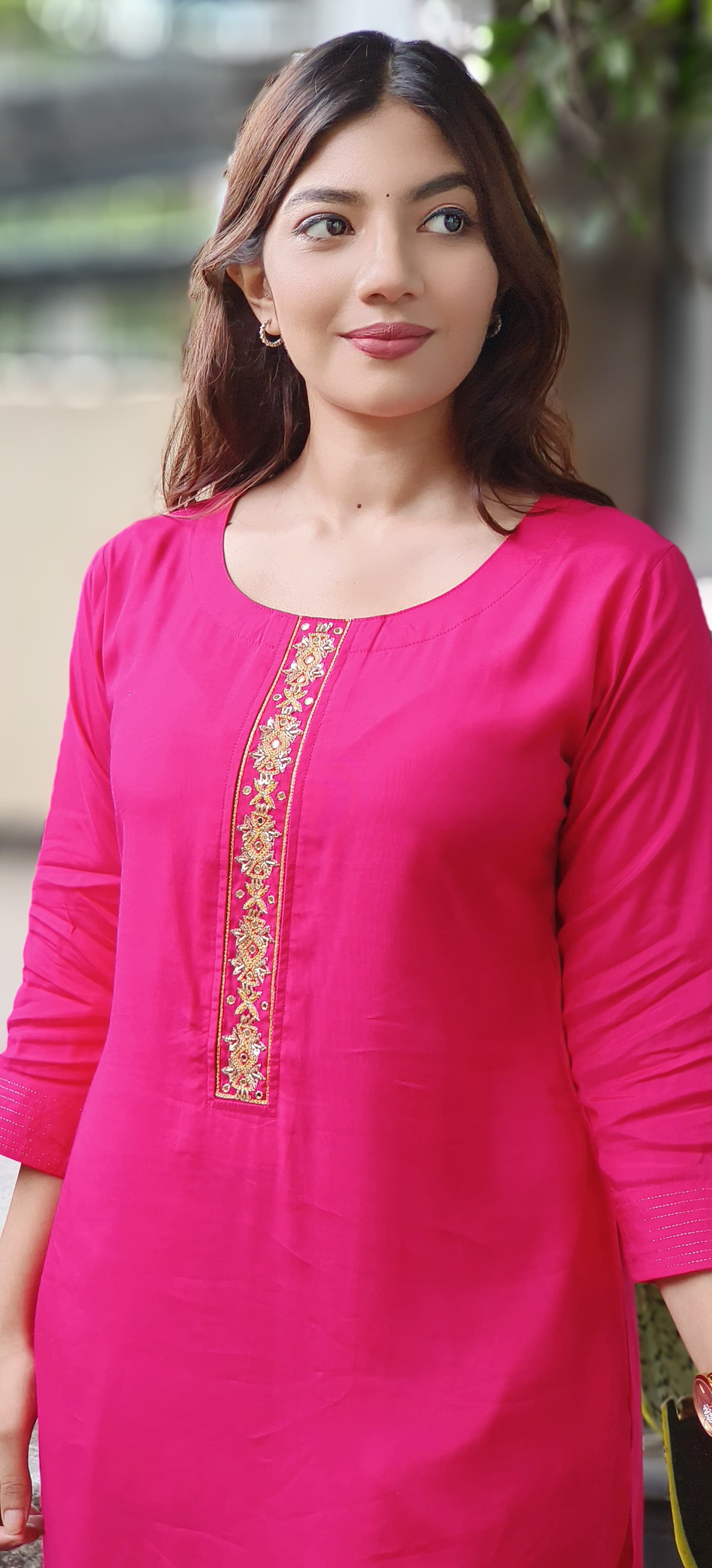 Minimal Embroidery Solid Straight Kurta Pant Set In Muslin Fabric(Lean Fit)