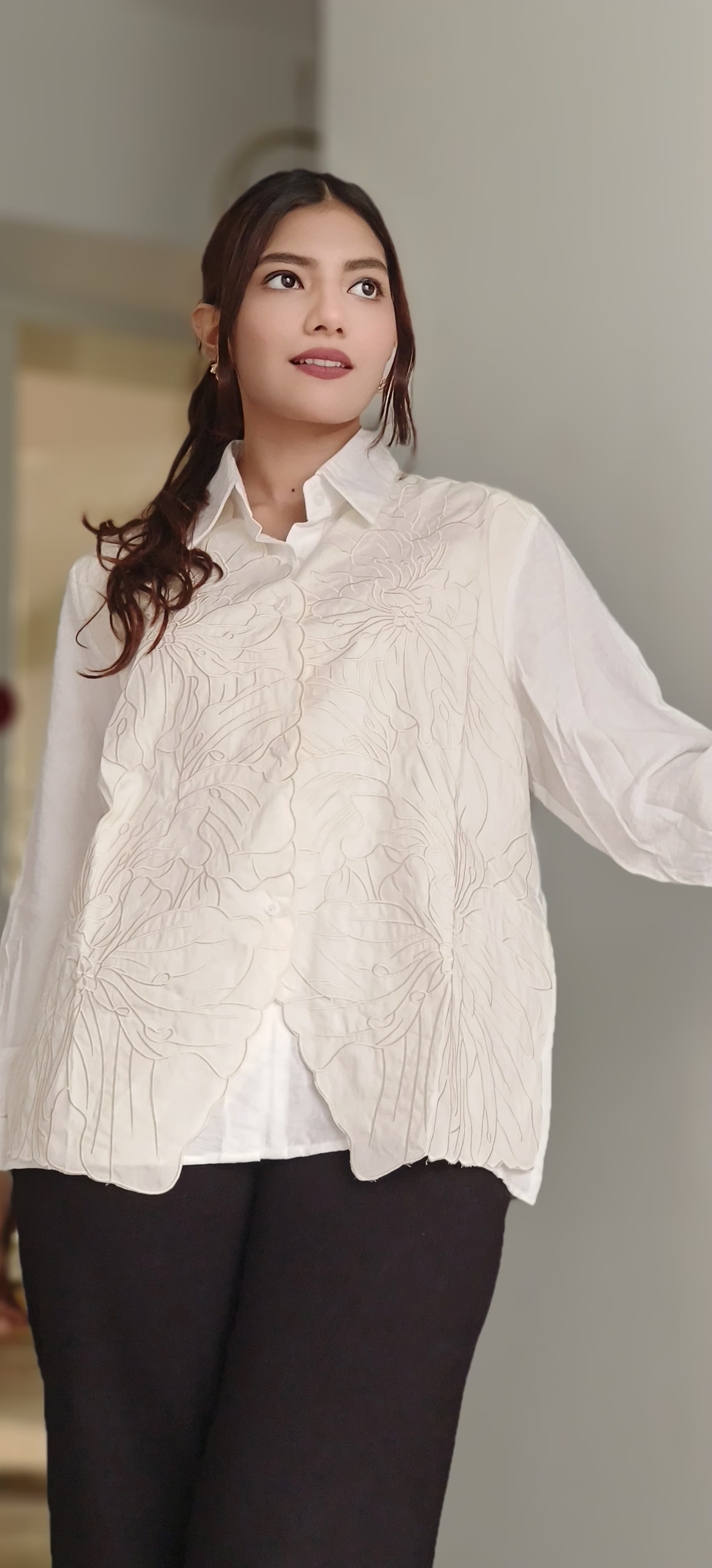 Midnight Bloom Embroidered Shirt