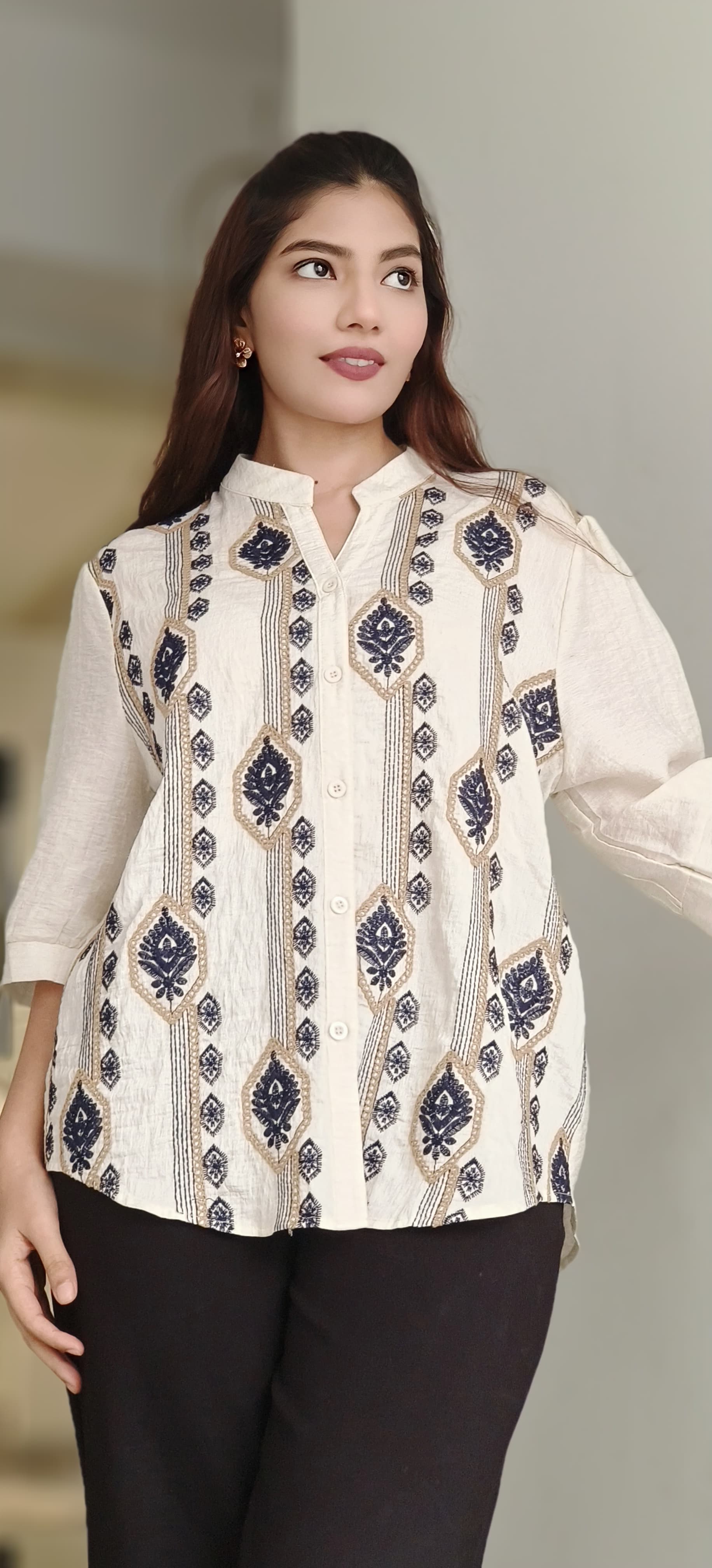 Sequence Embroidered Collared Casual Shirt